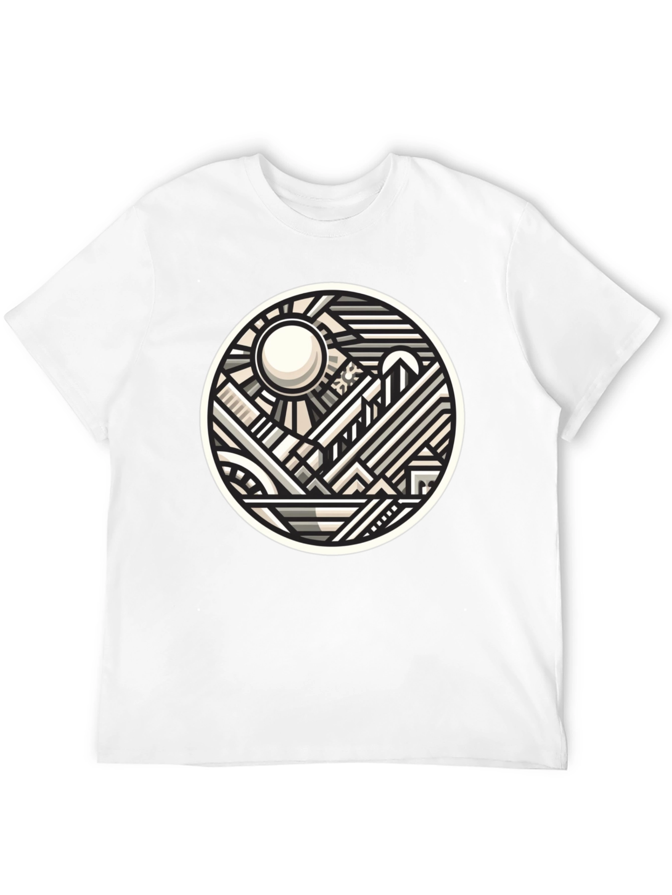 Geometric Cityscape Graphic Tee - Modern Art T-Shirt