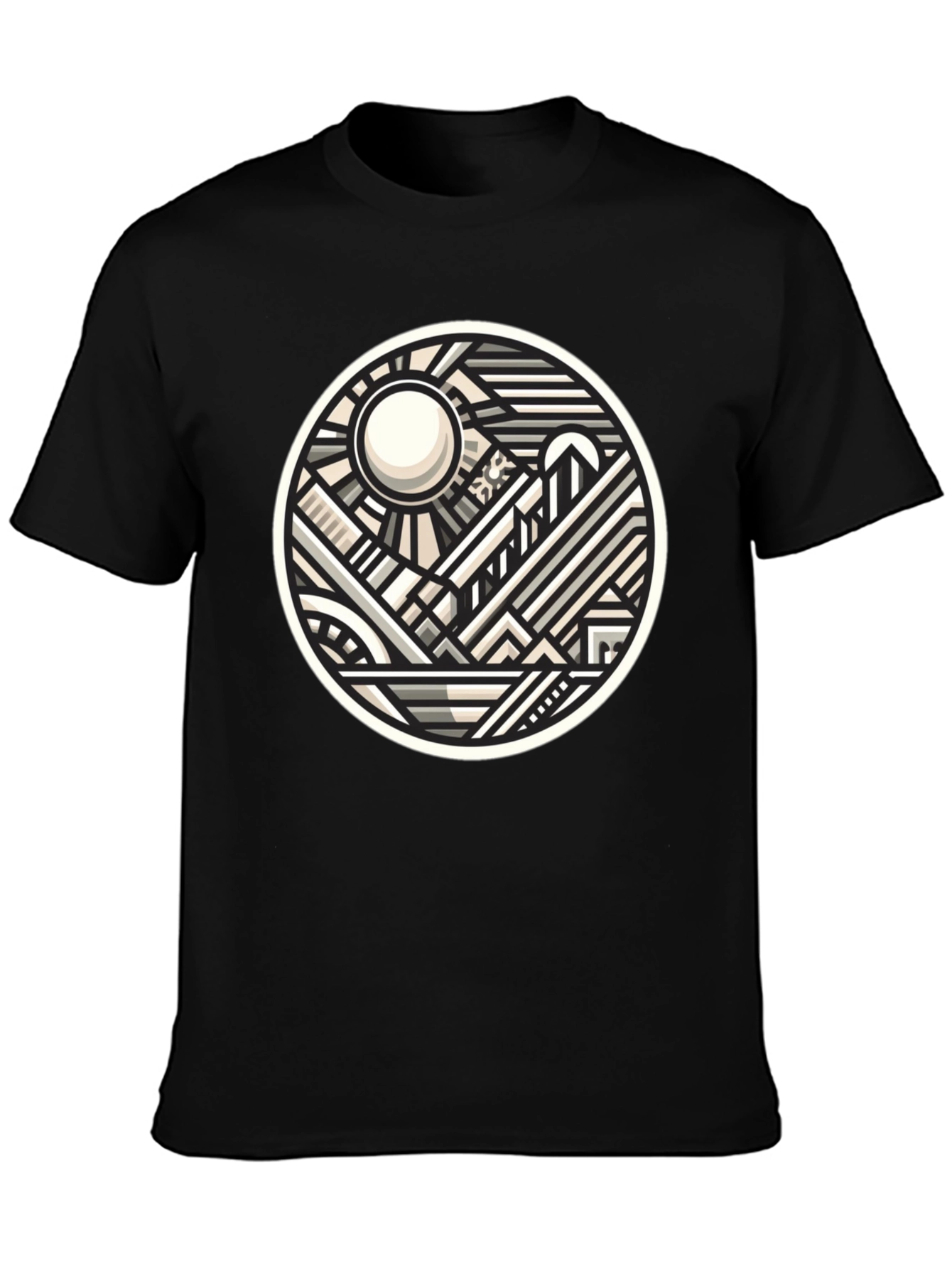 Geometric Cityscape Graphic Tee - Modern Art T-Shirt