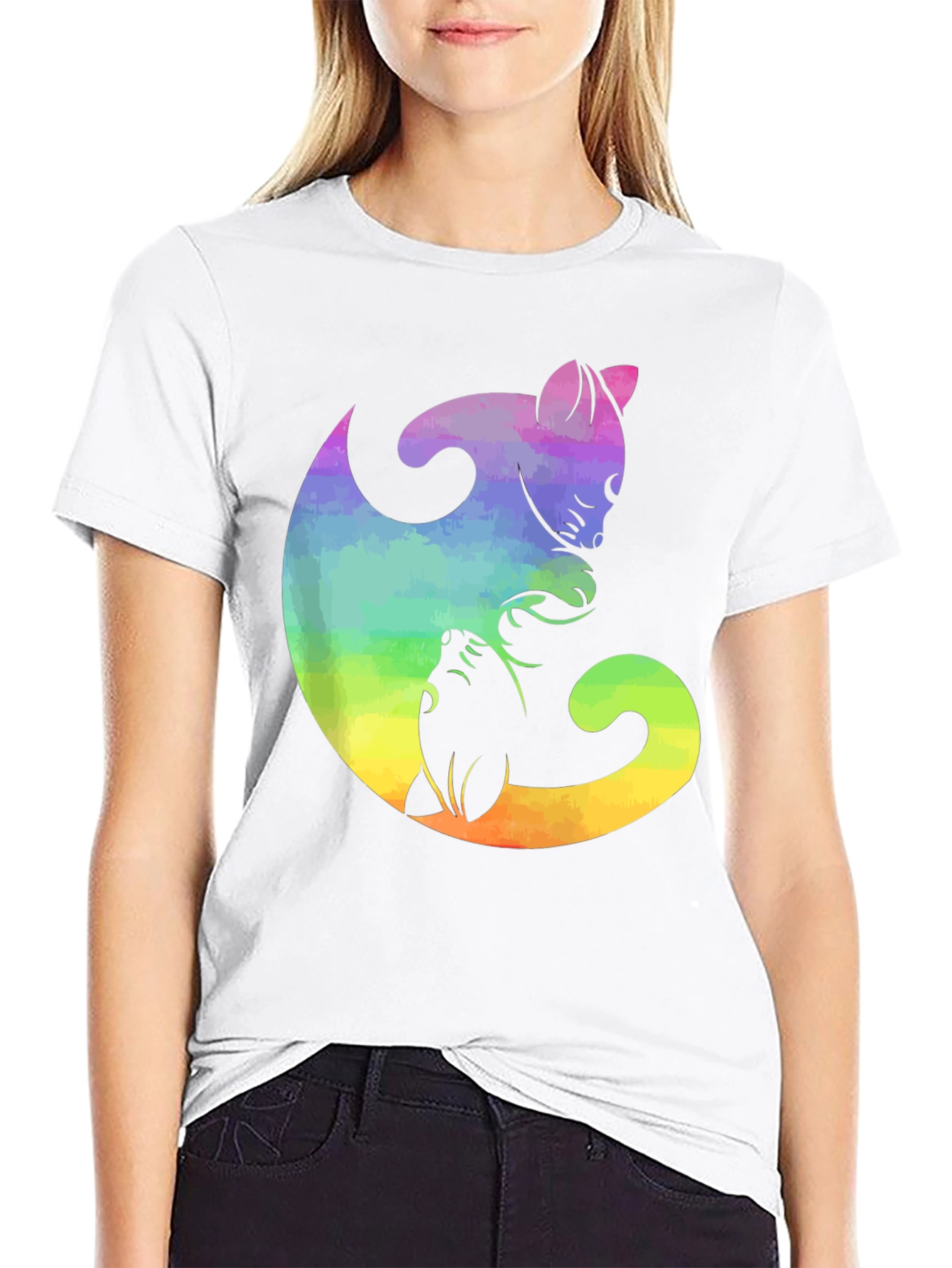 Yin Yang Cat & Dog Graphic Tee
