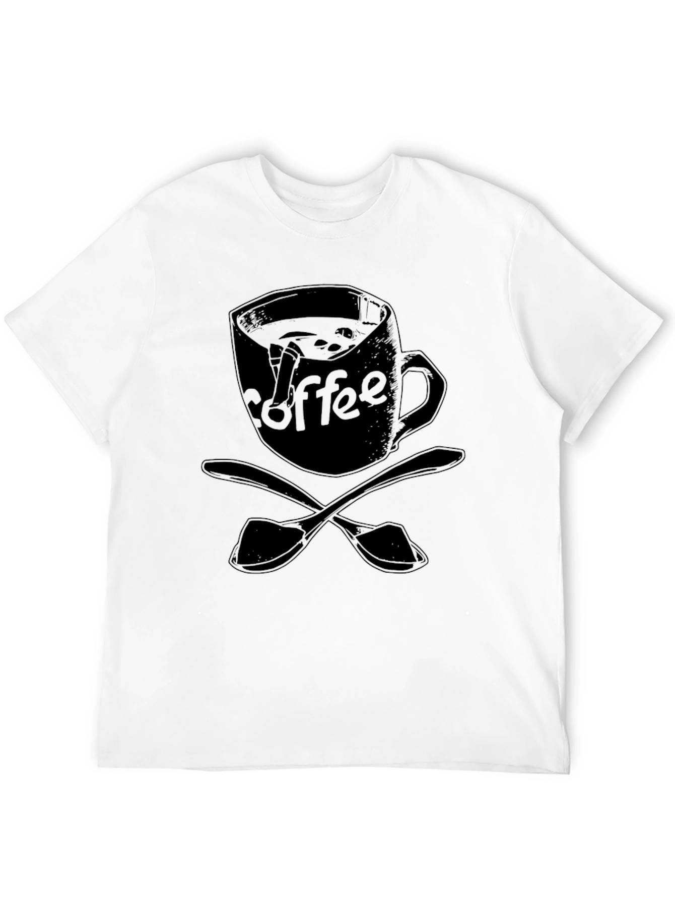 Coffee Lover T-Shirt - Black Mug & Spoon Design
