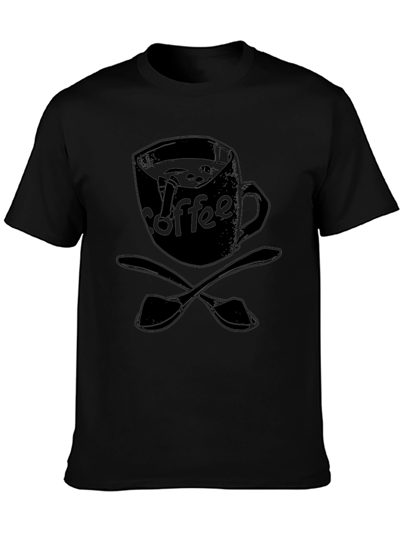 Coffee Lover T-Shirt - Black Mug & Spoon Design