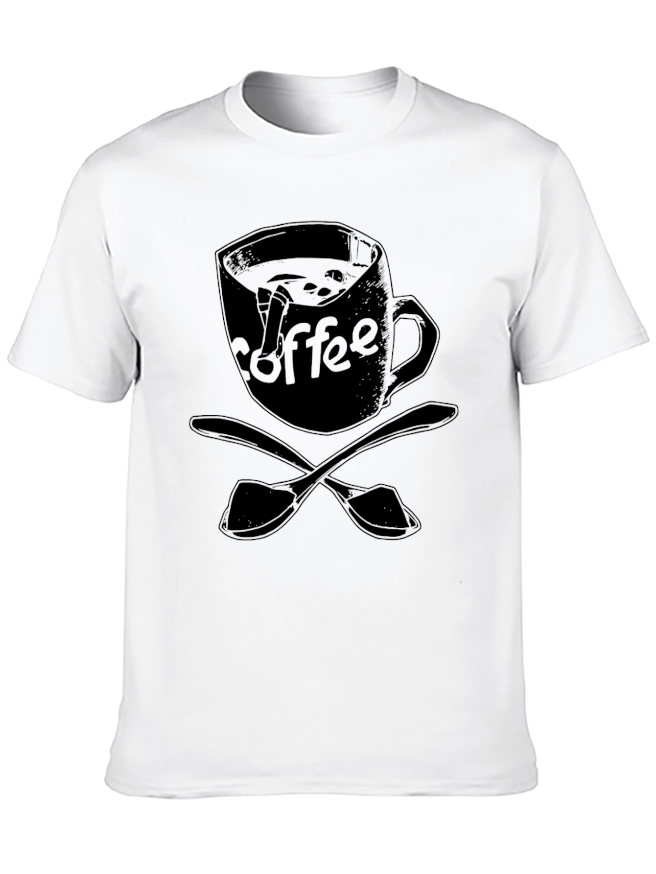 Coffee Lover T-Shirt - Black Mug & Spoon Design
