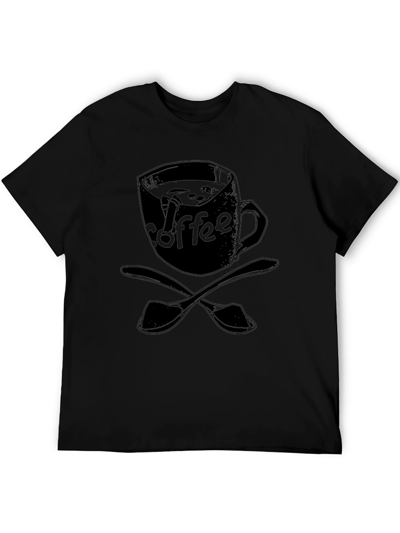Coffee Lover T-Shirt - Black Mug & Spoon Design