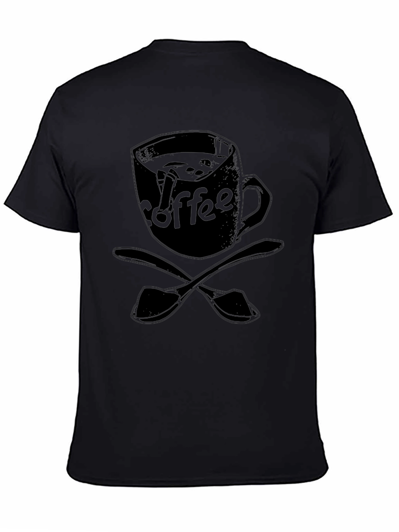 Coffee Lover T-Shirt - Black Mug & Spoon Design