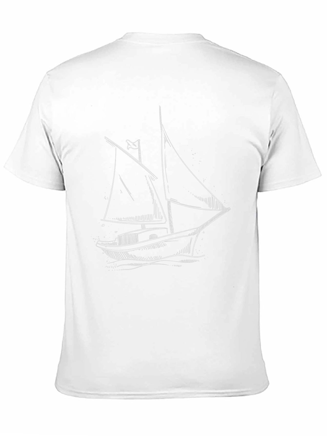 Nautical Sketch Tee: Black T-Shirt with Sailboat Design