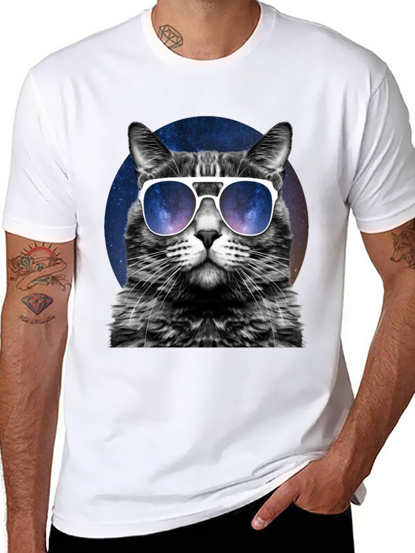 Cool Cat T-Shirt - Galaxy Shades