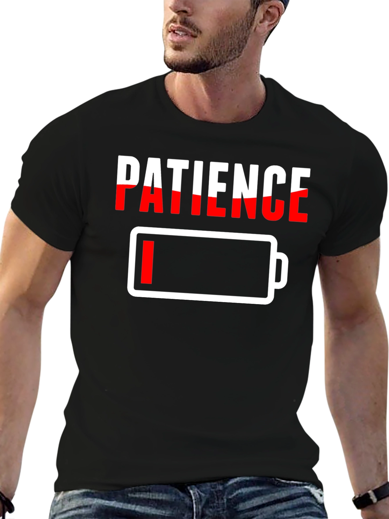 Low Patience T-Shirt - Battery Graphic Novelty Tee