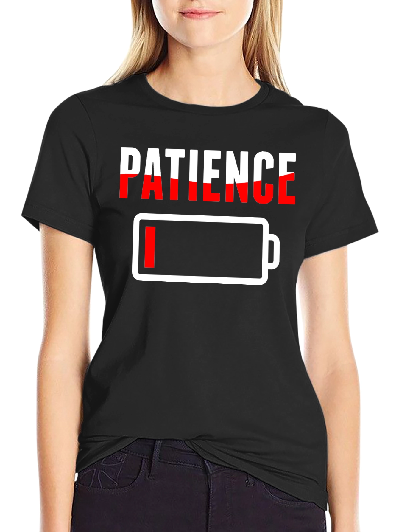 Low Patience T-Shirt - Battery Graphic Novelty Tee