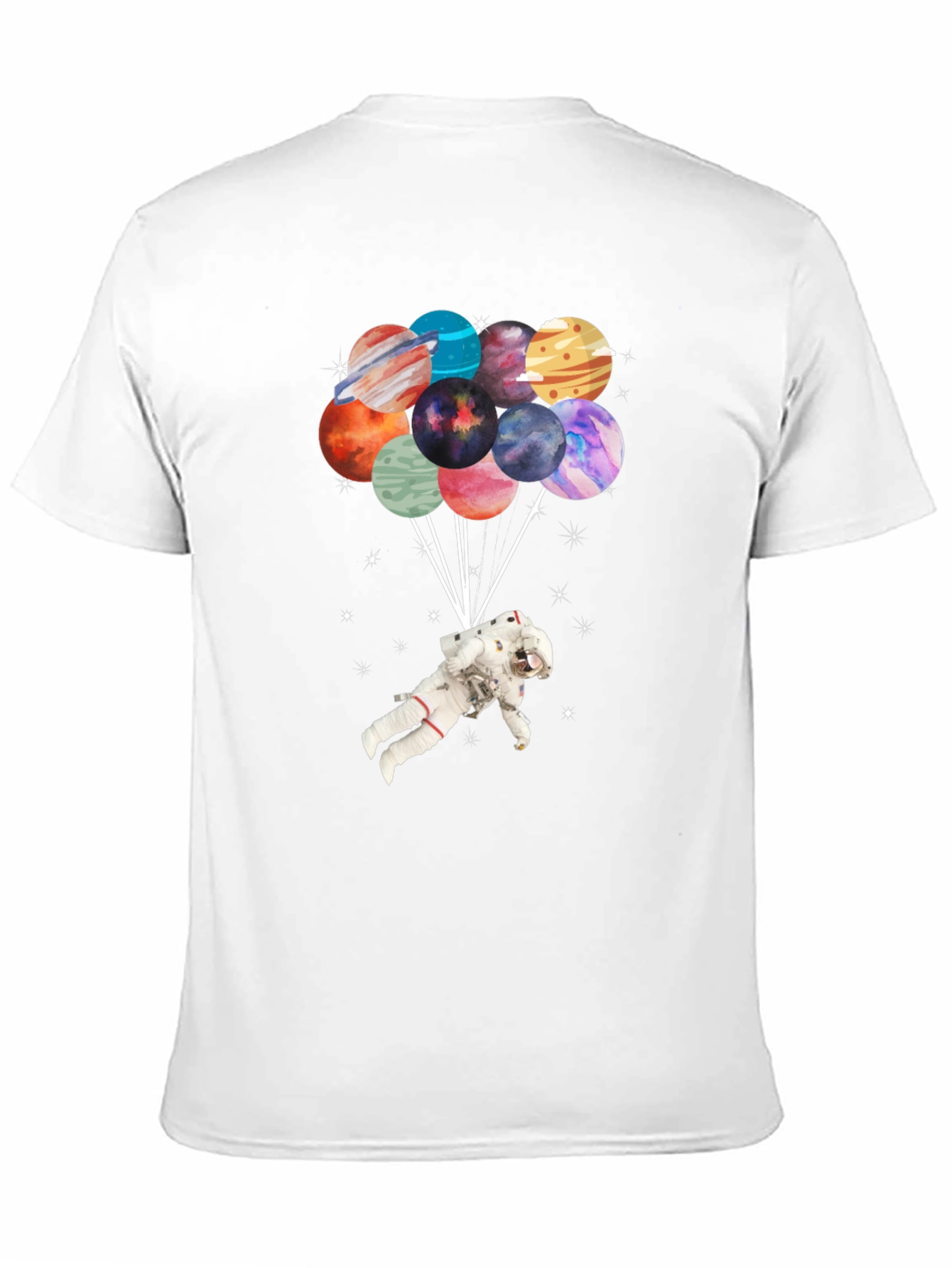 Astronaut Planet Balloon Graphic T-Shirt
