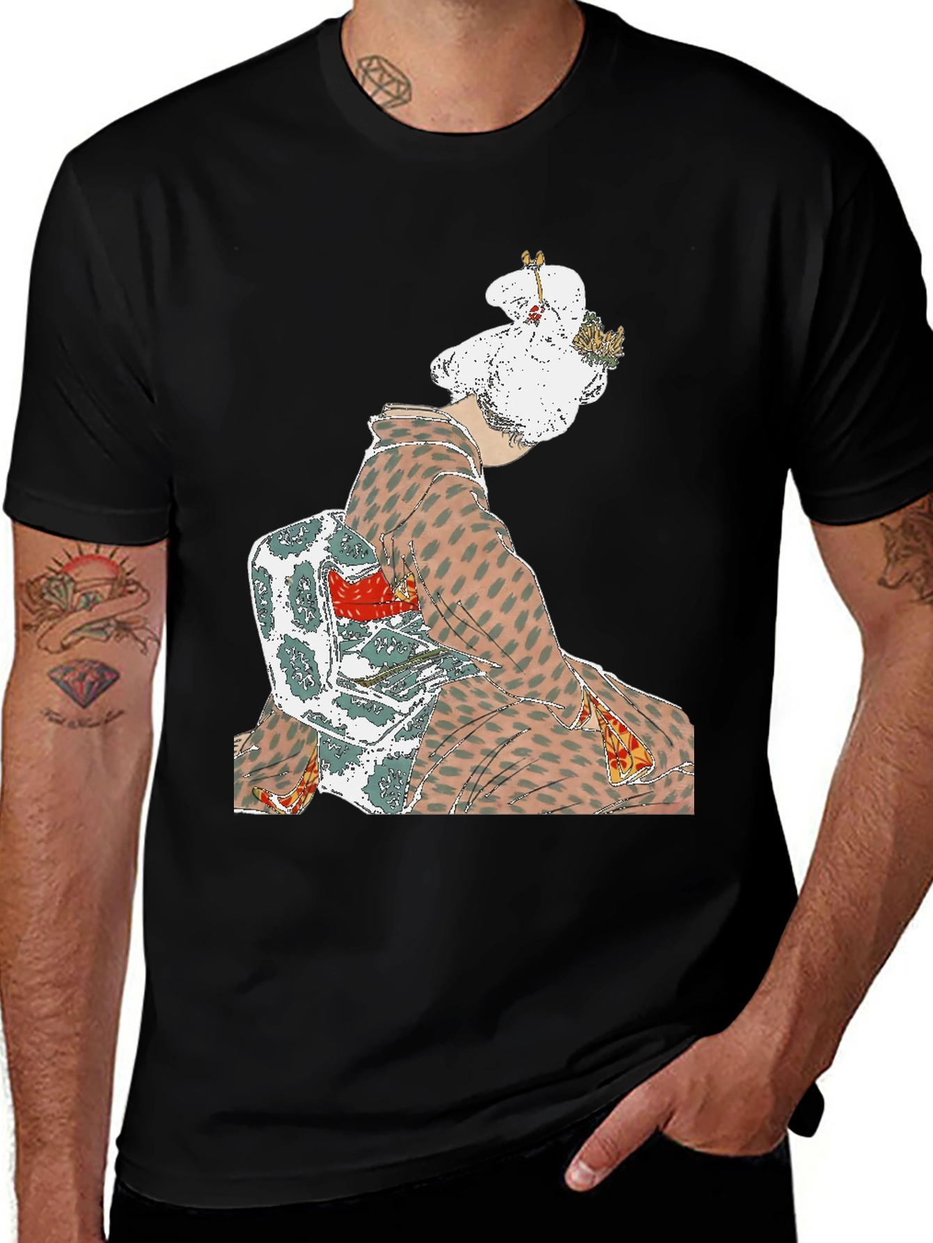 Kimono Print Graphic Tee - Casual Style