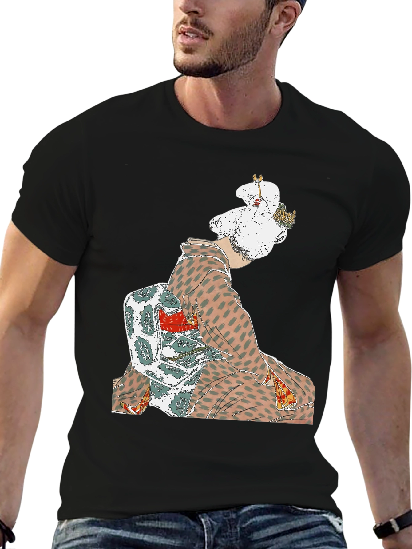 Kimono Print Graphic Tee - Casual Style