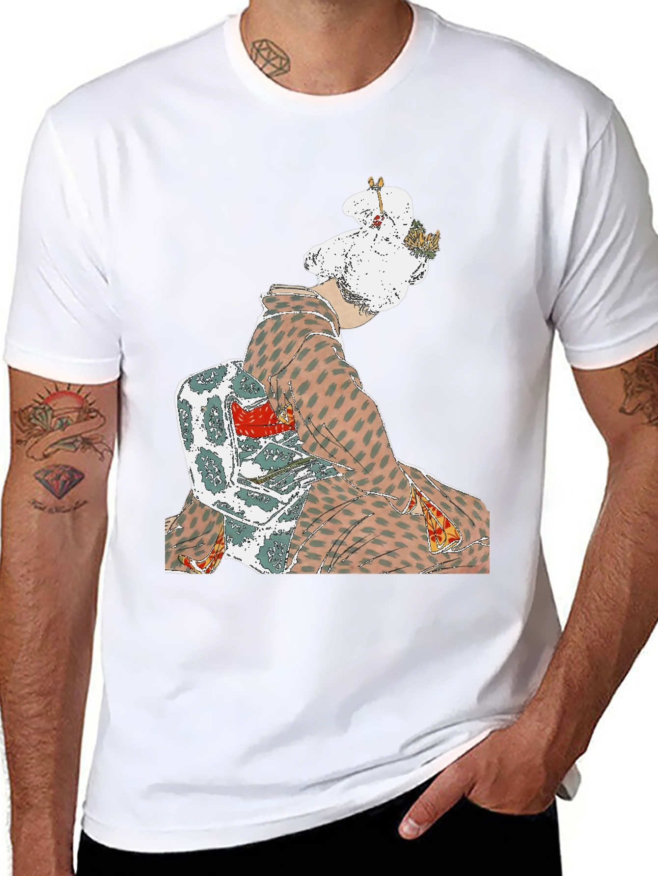 Kimono Print Graphic Tee - Casual Style