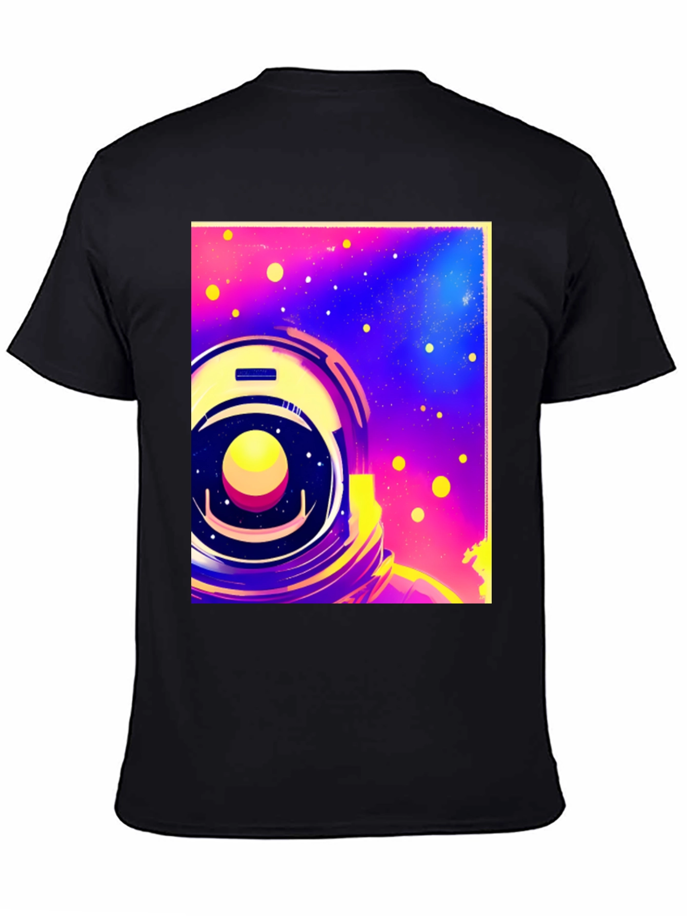 Astronaut Space Helmet Graphic Print Black T-Shirt