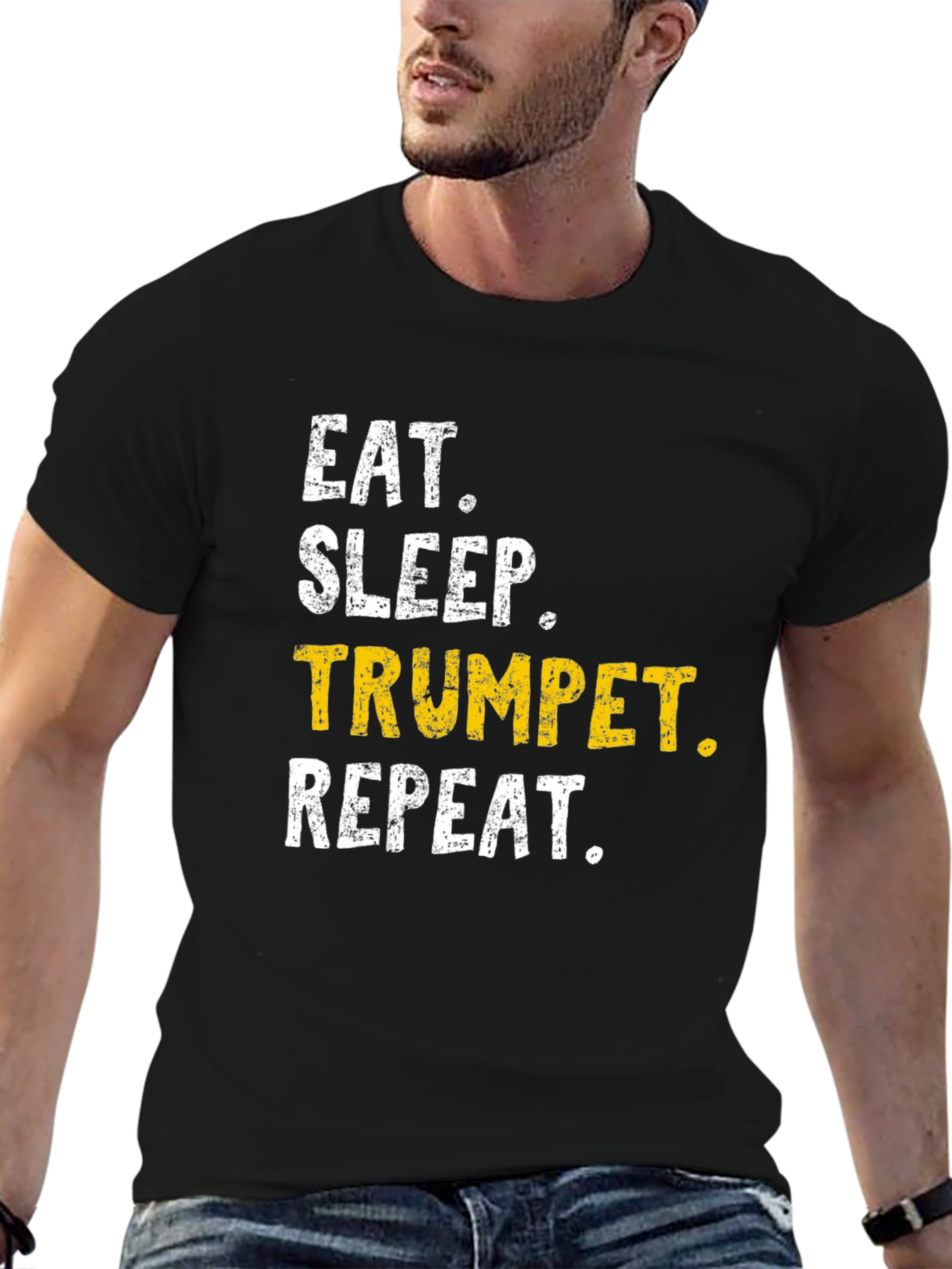 Eat Sleep Trumpet Repeat Black T-Shirt
