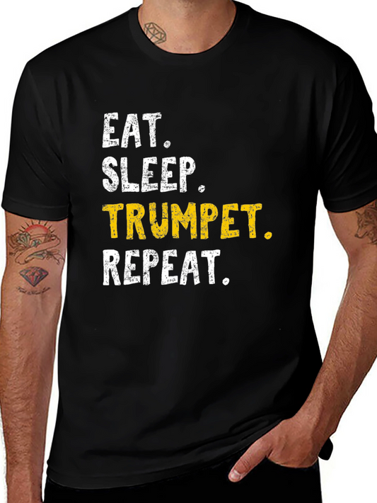 Eat Sleep Trumpet Repeat Black T-Shirt