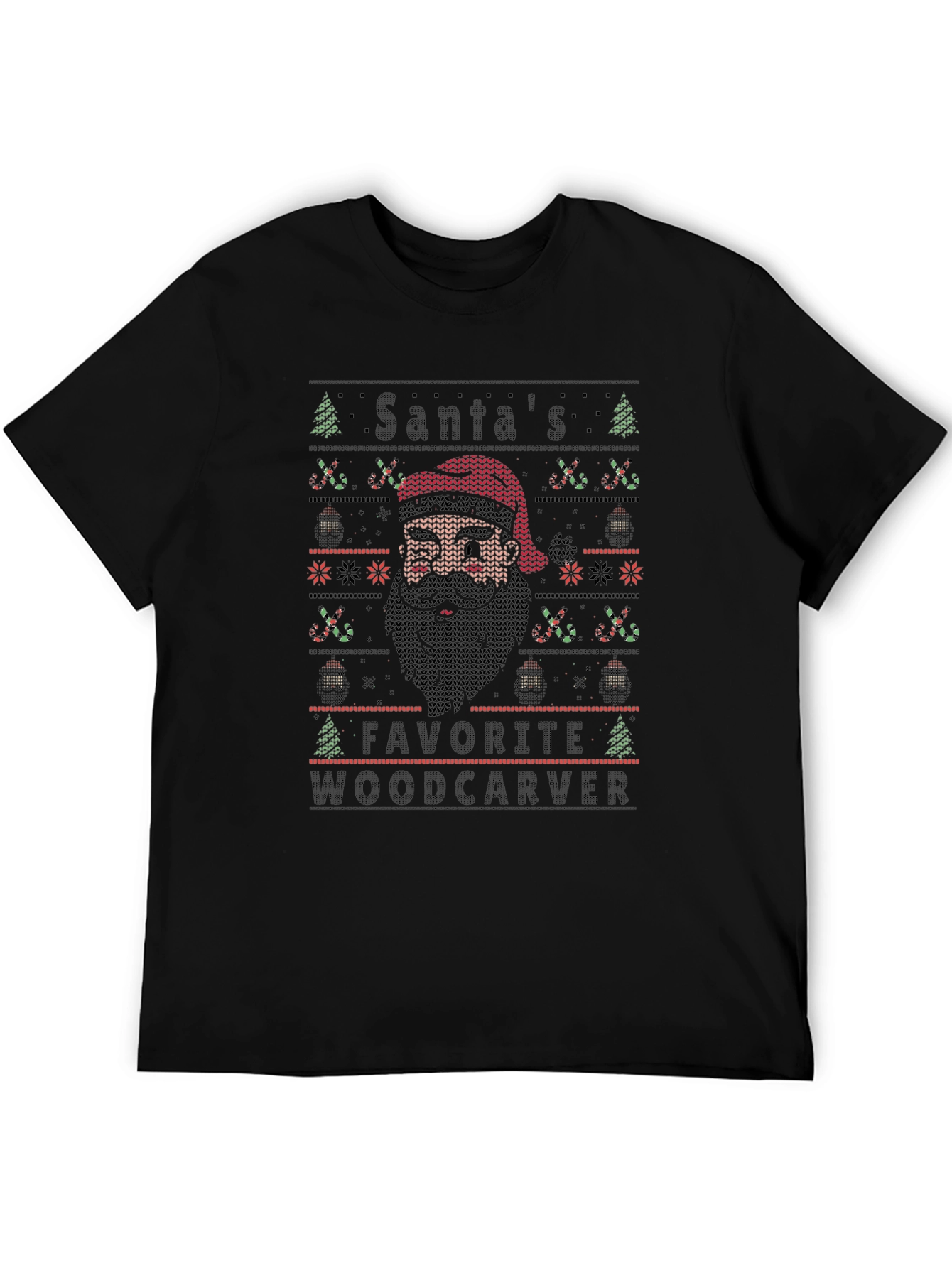 Santas Favorite Woodcarver Knit Style Christmas T-Shirt