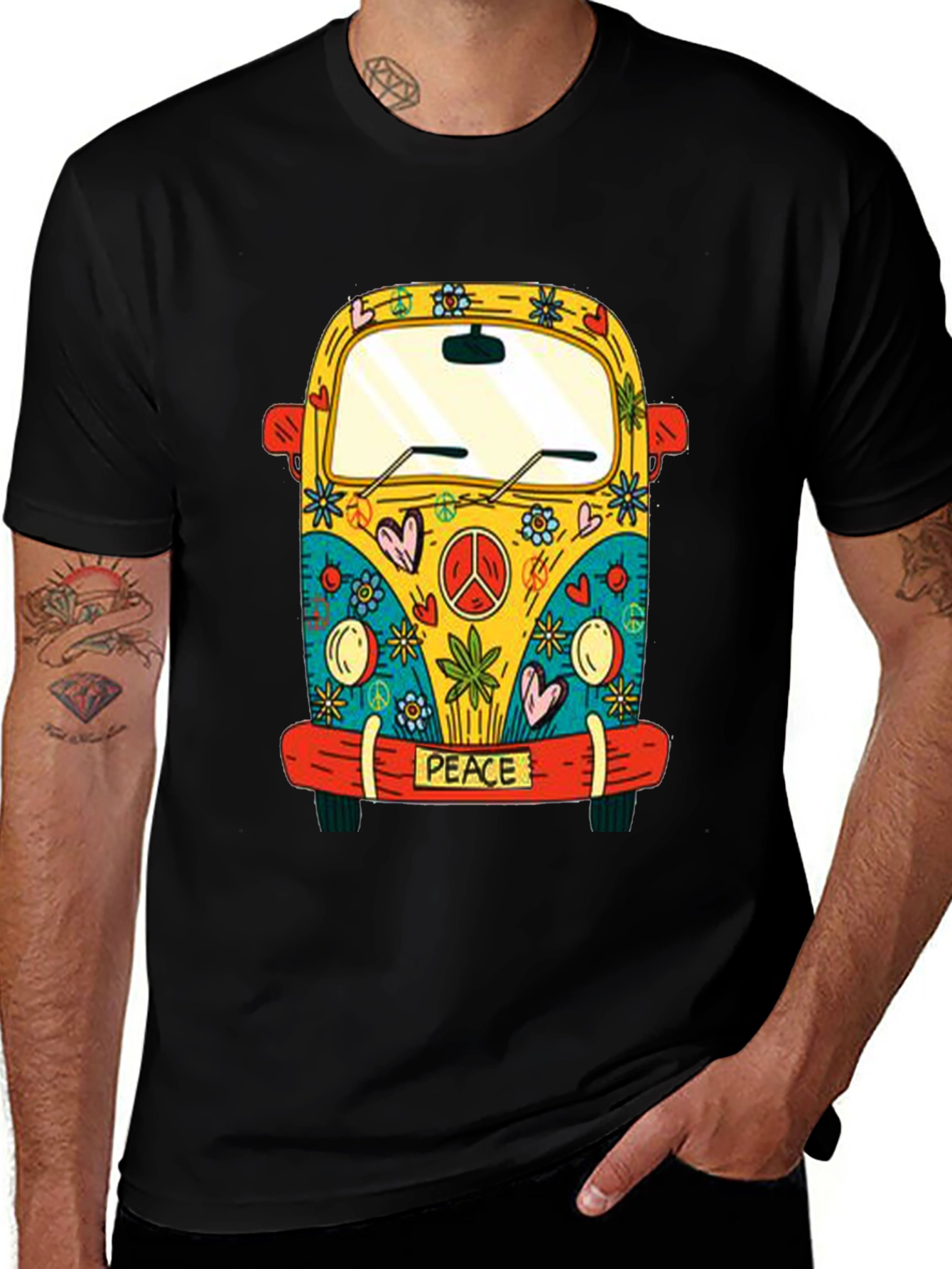 Retro Peace Van Graphic Tee - Black