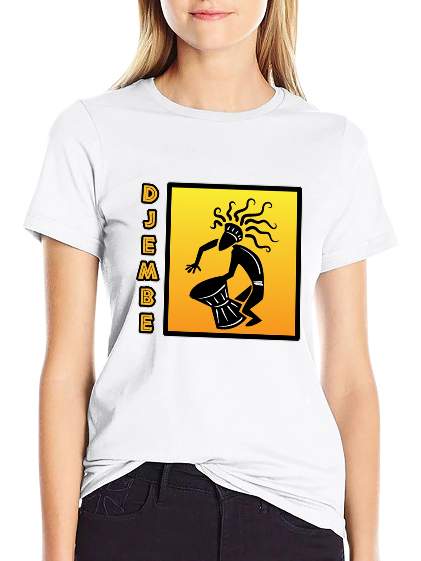 Djembe Drummer Graphic T-Shirt - Black Cotton Tee