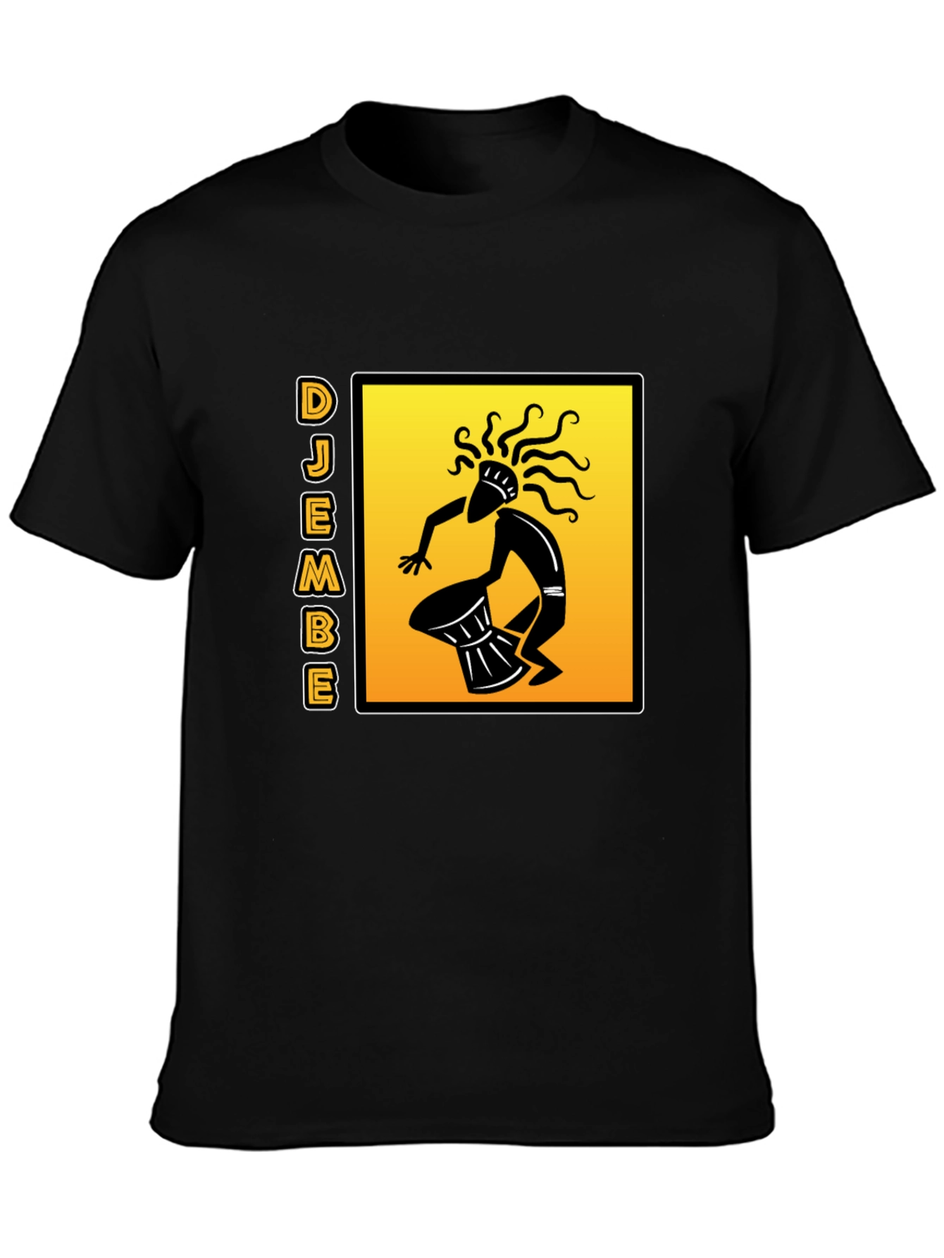 Djembe Drummer Graphic T-Shirt - Black Cotton Tee