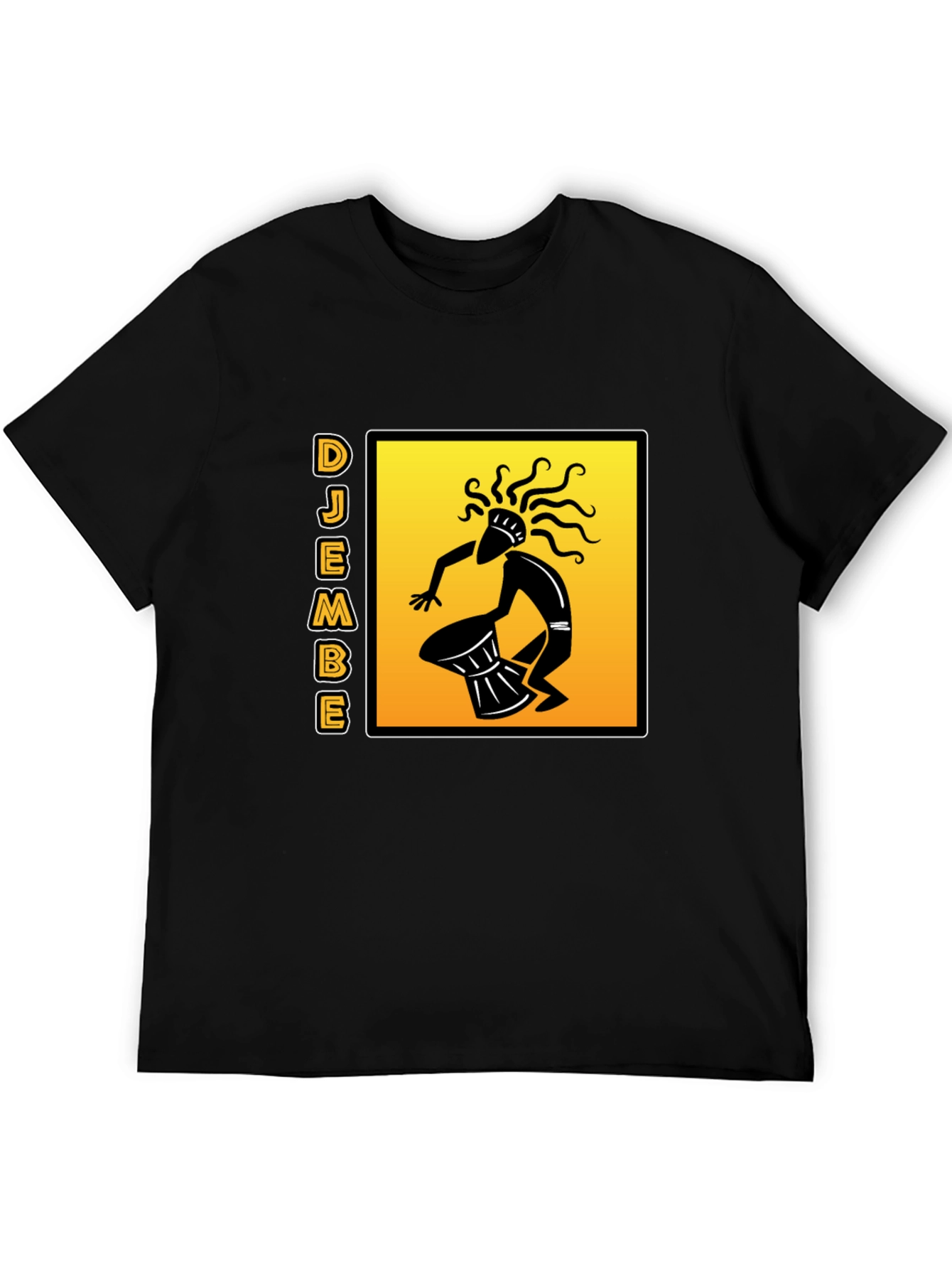 Djembe Drummer Graphic T-Shirt - Black Cotton Tee
