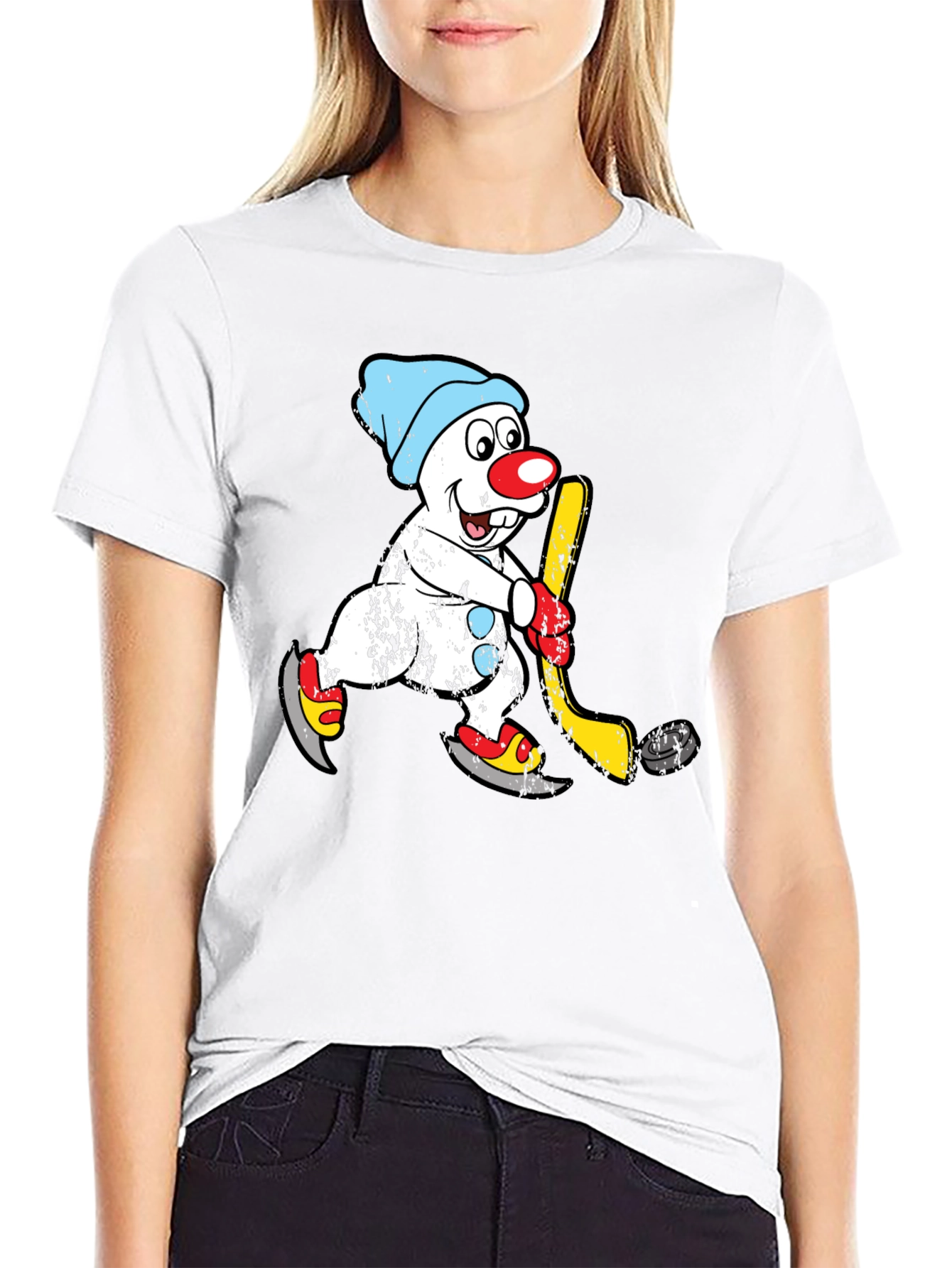Snowman Hockey T-Shirt - Winter Fun