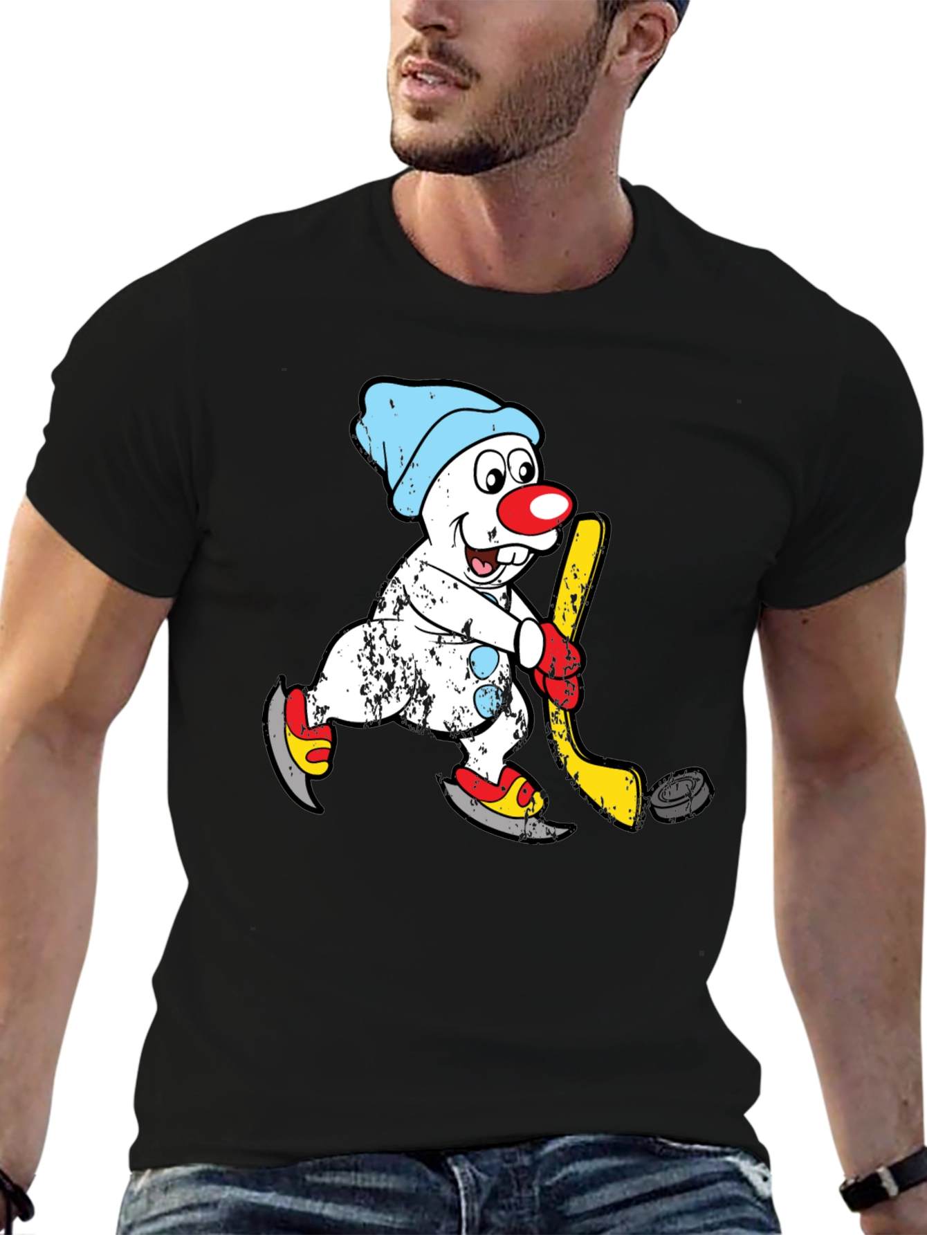 Snowman Hockey T-Shirt - Winter Fun