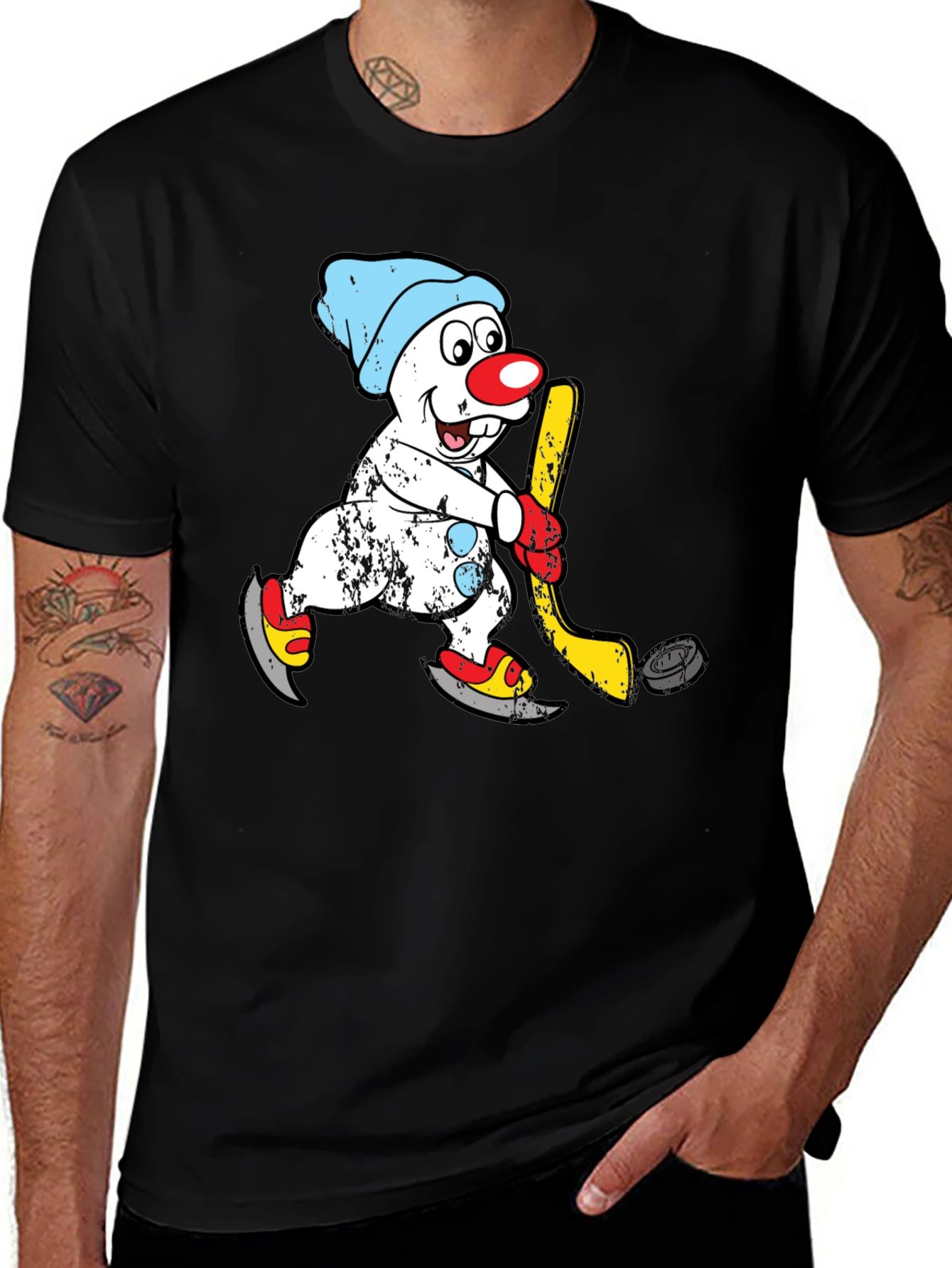 Snowman Hockey T-Shirt - Winter Fun