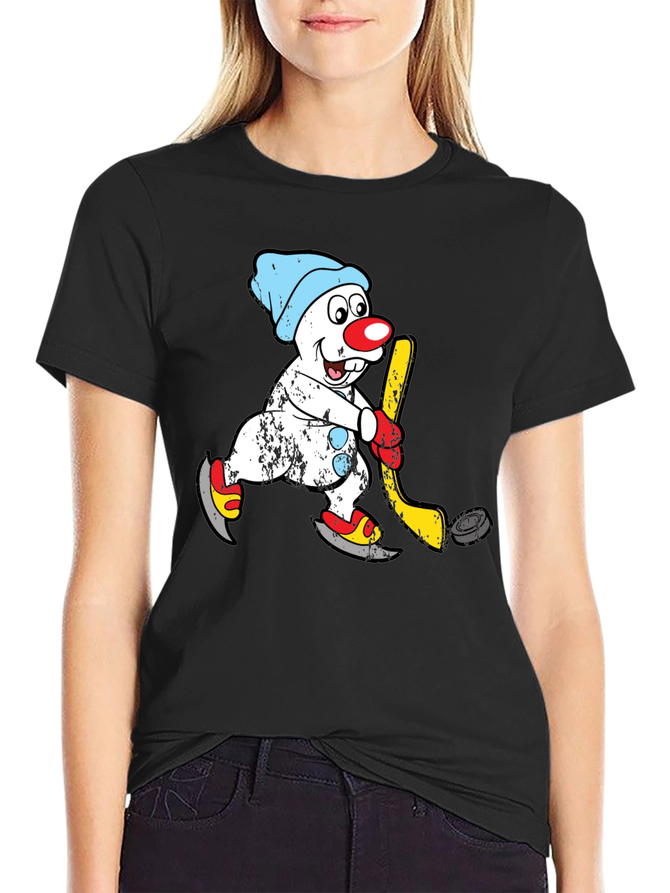 Snowman Hockey T-Shirt - Winter Fun