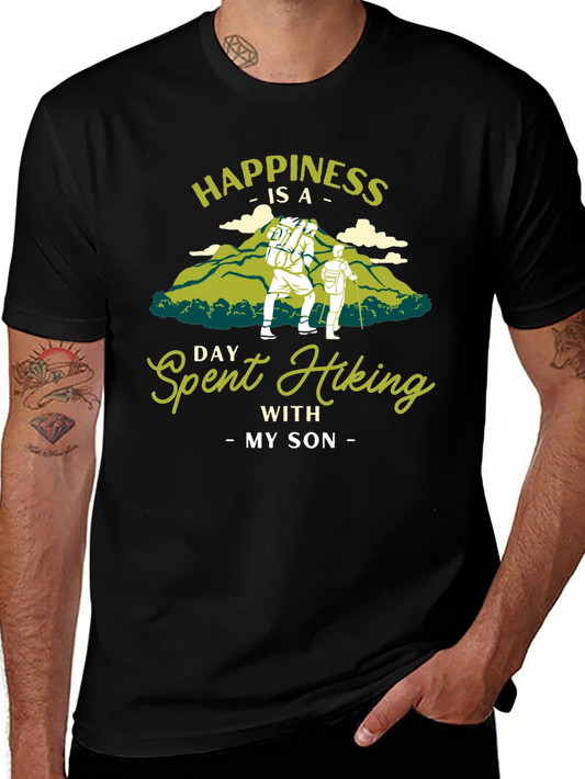 Hiking with Son T-Shirt - Happiness is a Day Spent Hiking