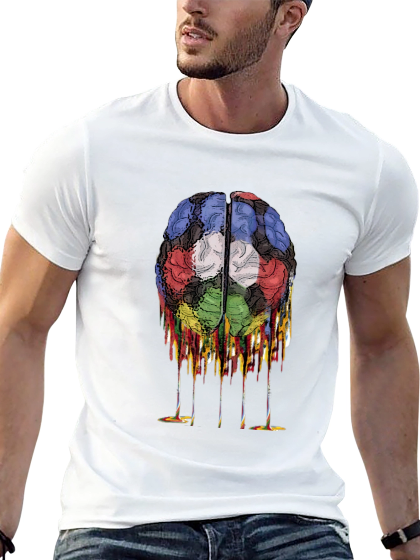 Melting Brain Graphic Black T-Shirt