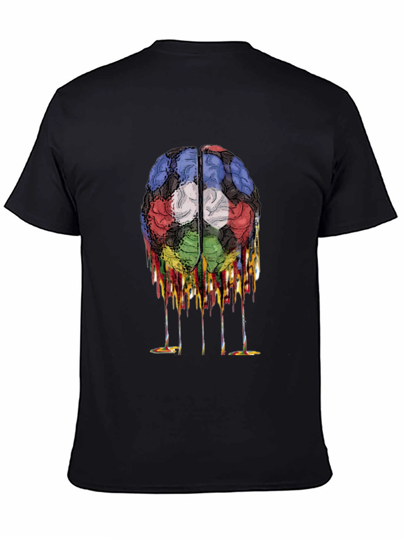 Melting Brain Graphic Black T-Shirt