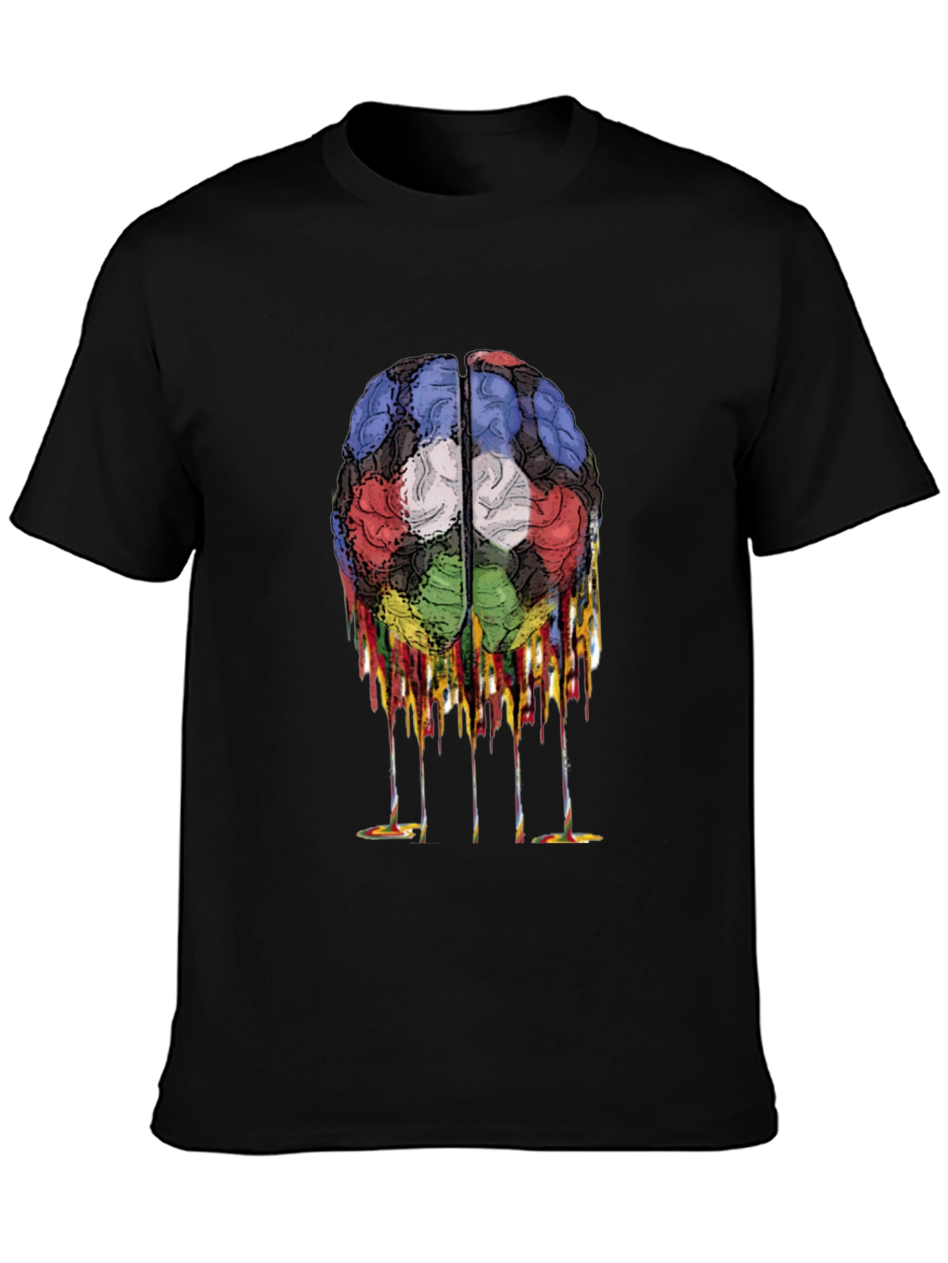 Melting Brain Graphic Black T-Shirt