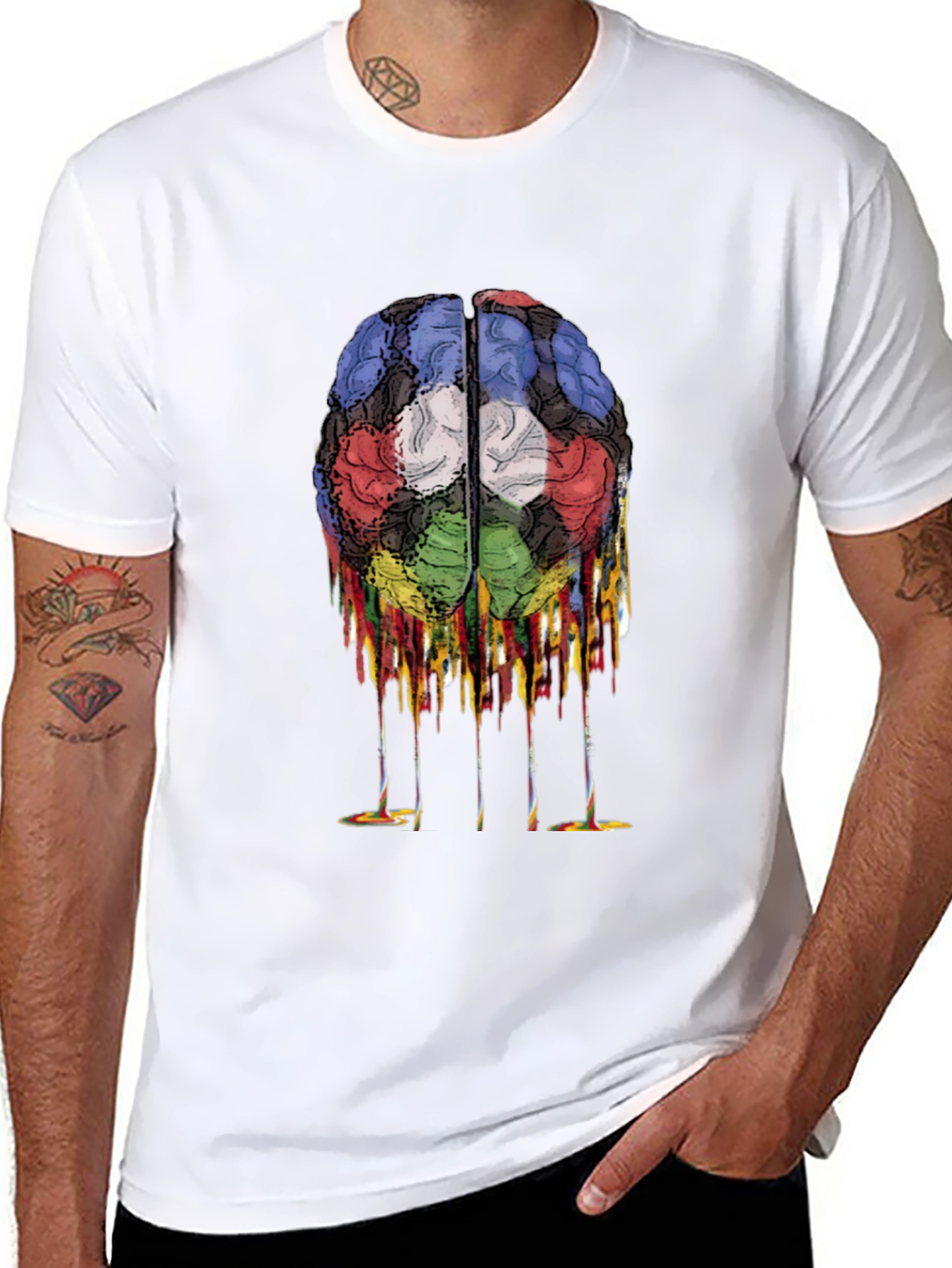 Melting Brain Graphic Black T-Shirt