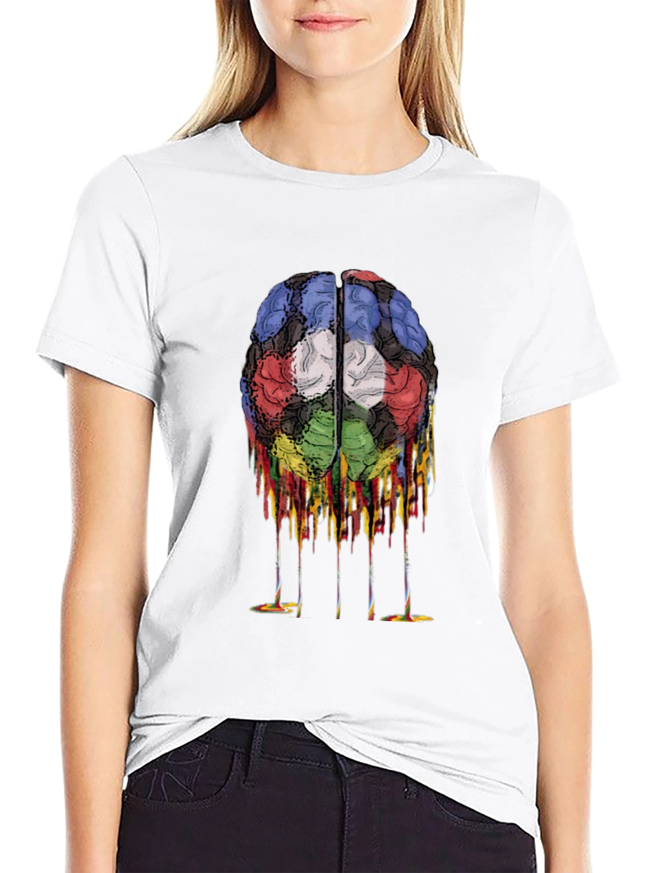 Melting Brain Graphic Black T-Shirt