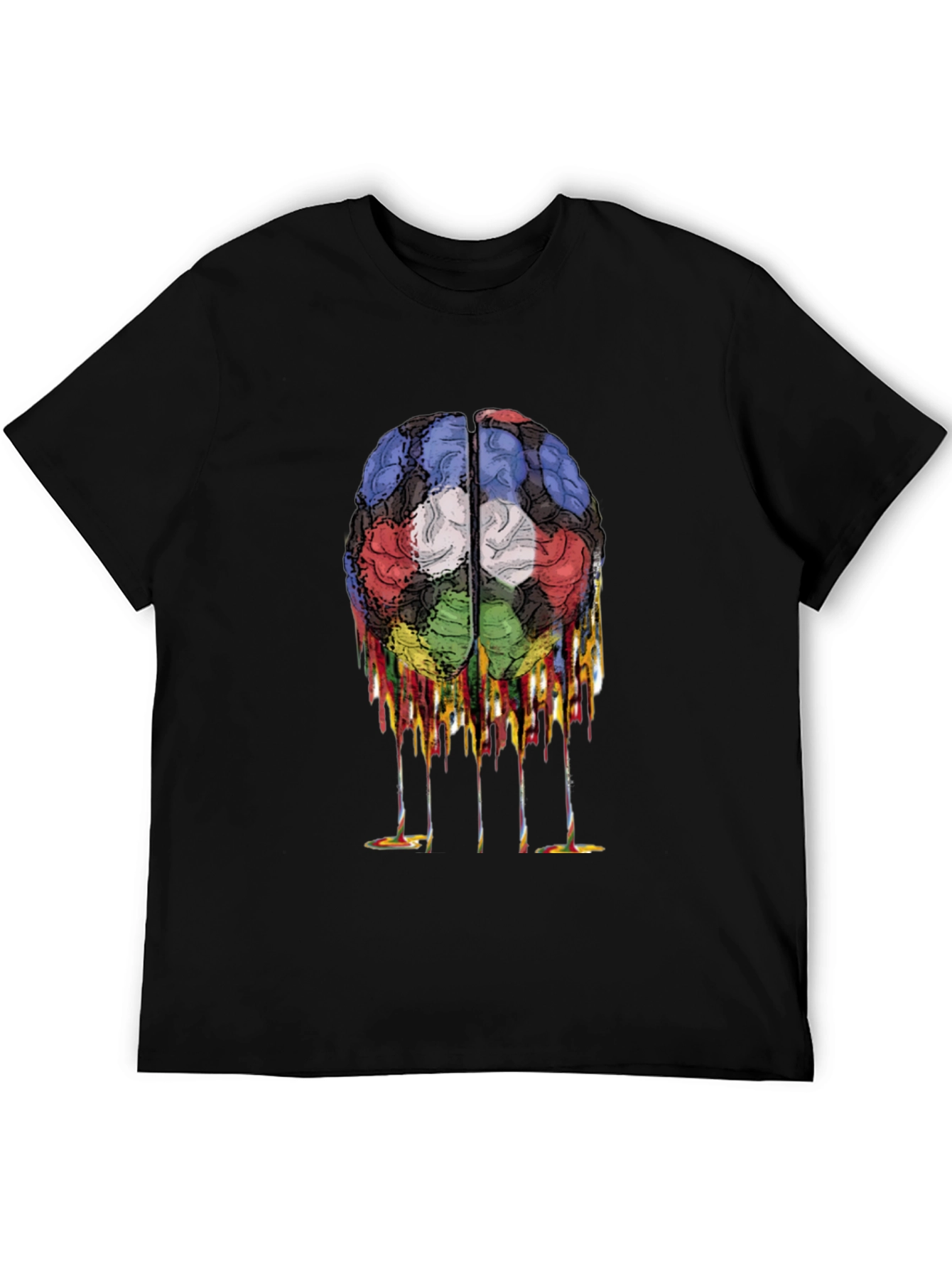 Melting Brain Graphic Black T-Shirt
