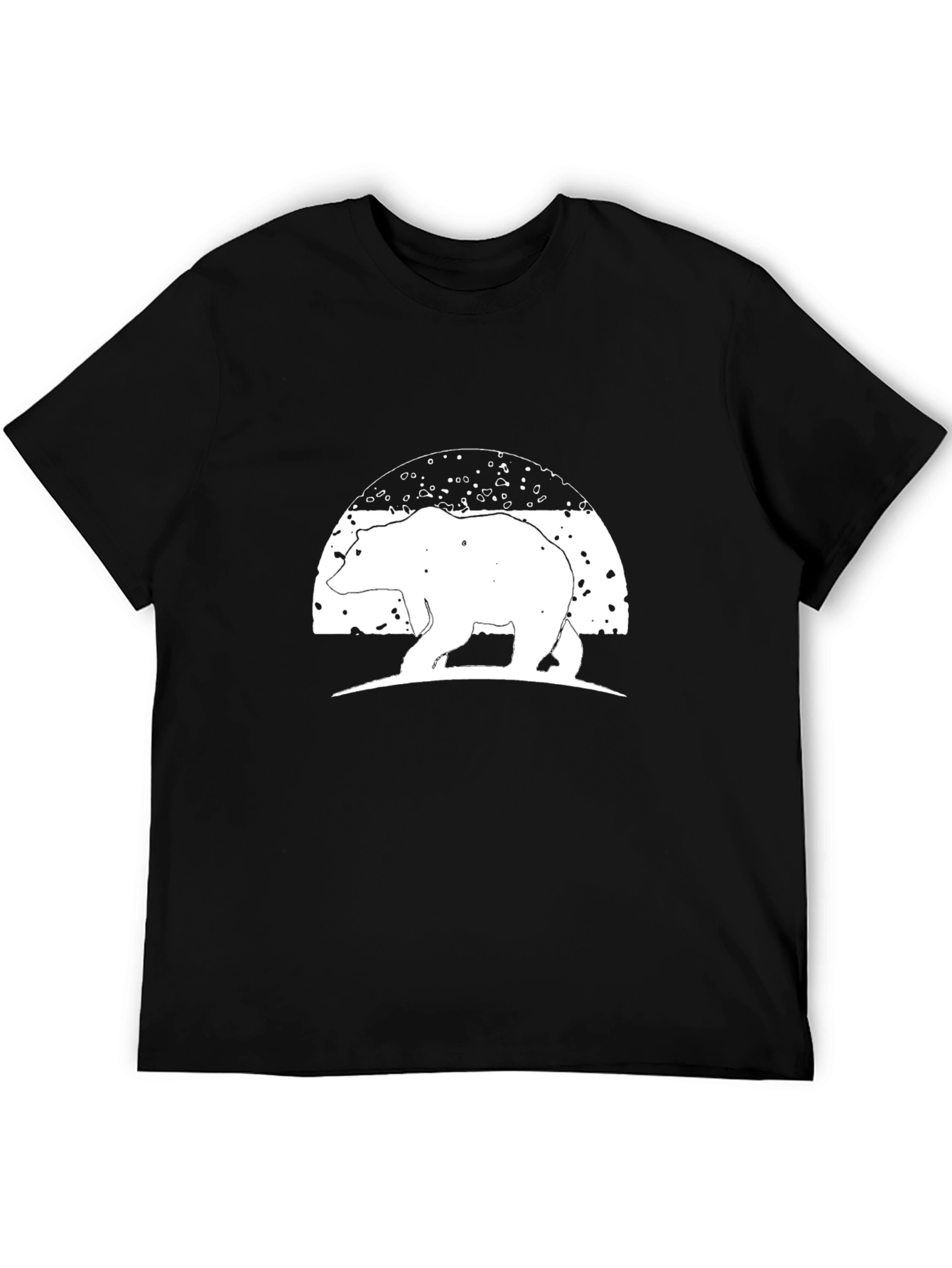 Bear Silhouette Graphic Tee - Black Casual Shirt