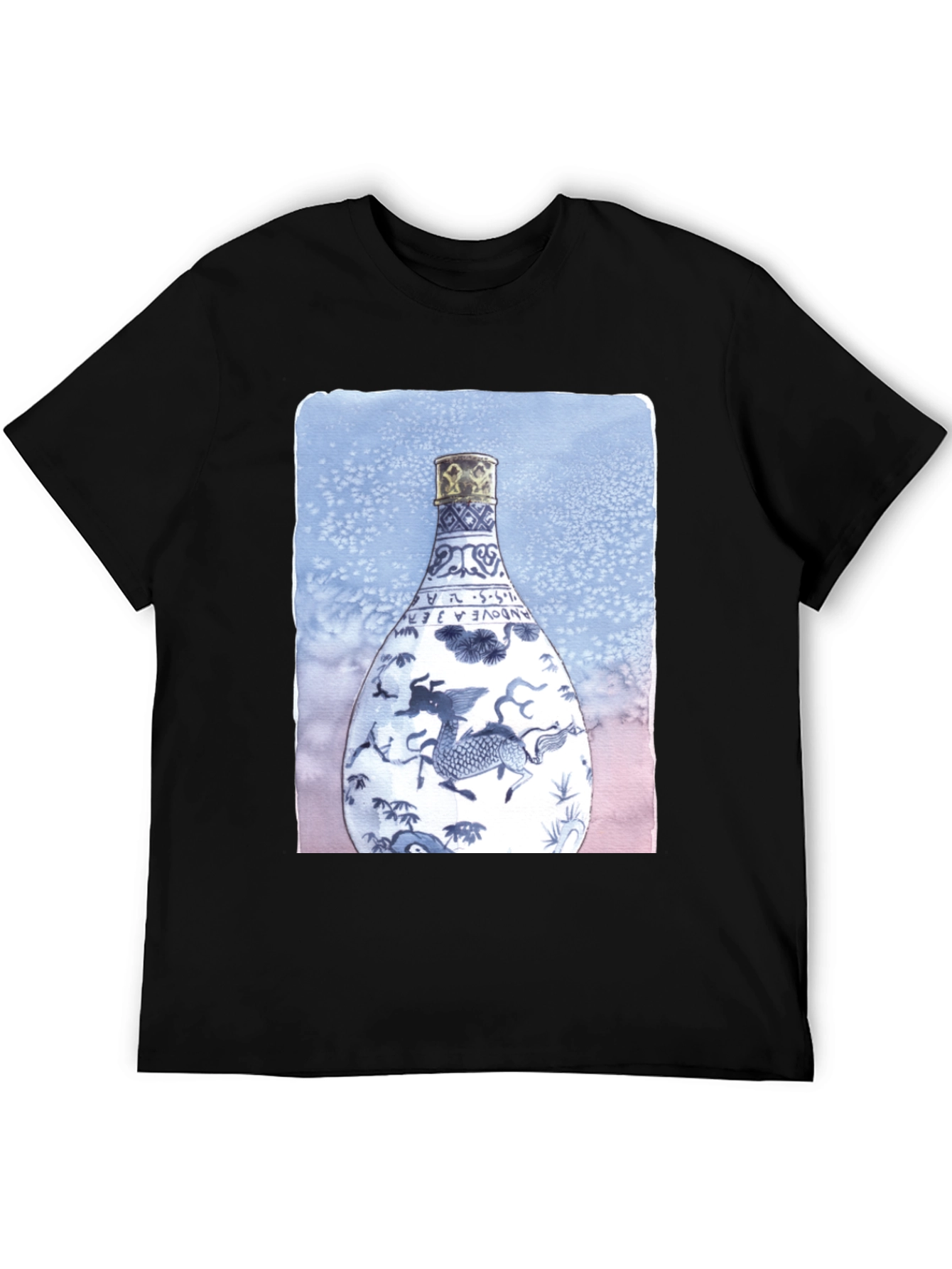 Dragon Vase Graphic Tee - Unique Art Shirt