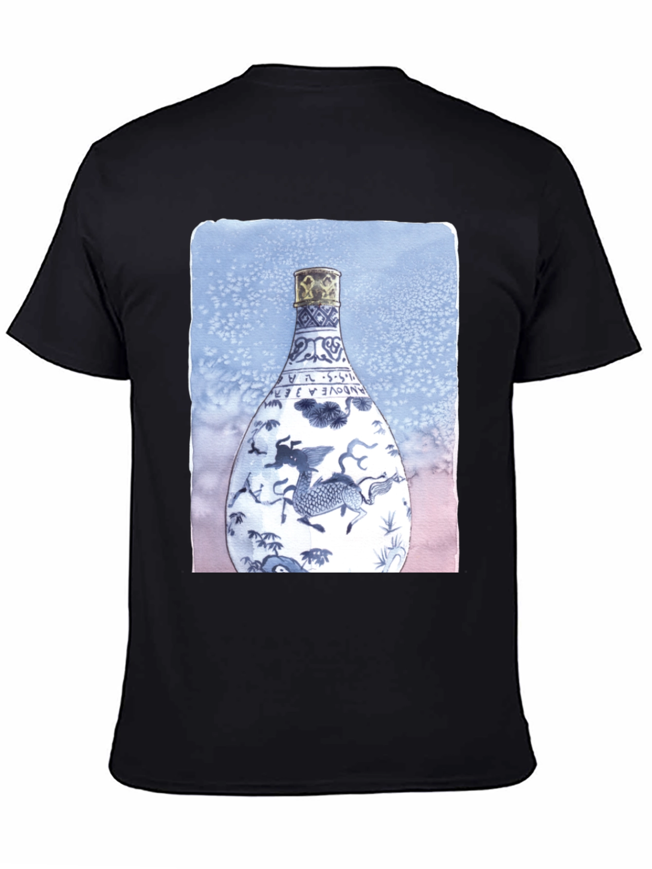 Dragon Vase Graphic Tee - Unique Art Shirt