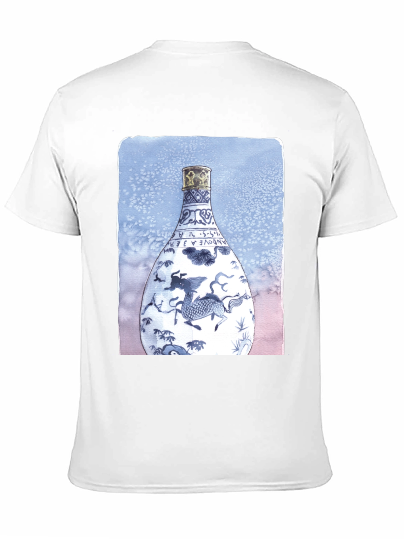 Dragon Vase Graphic Tee - Unique Art Shirt