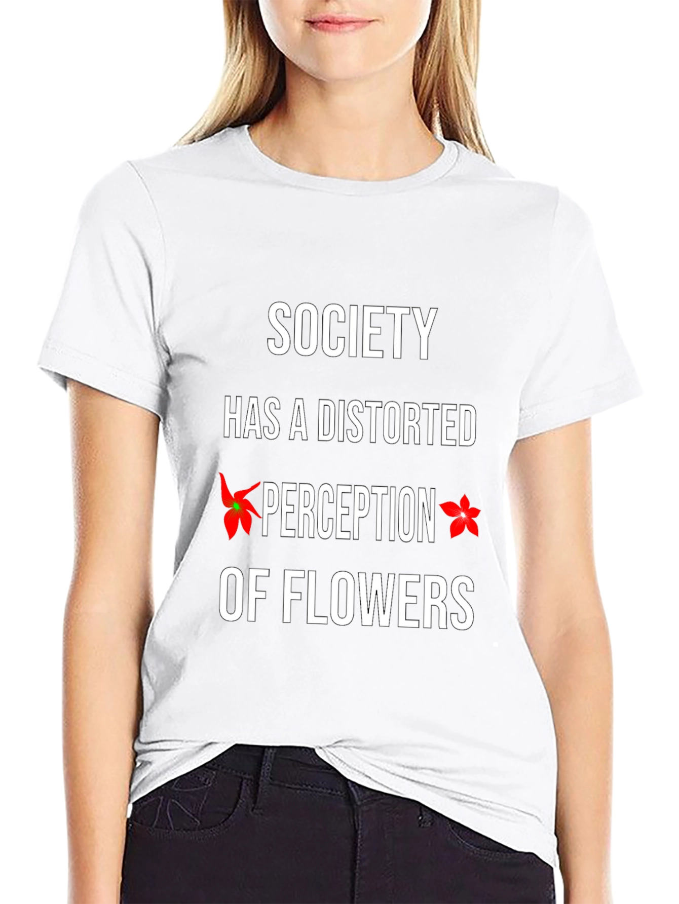 Society Distorted Perception Flowers Graphic T-Shirt