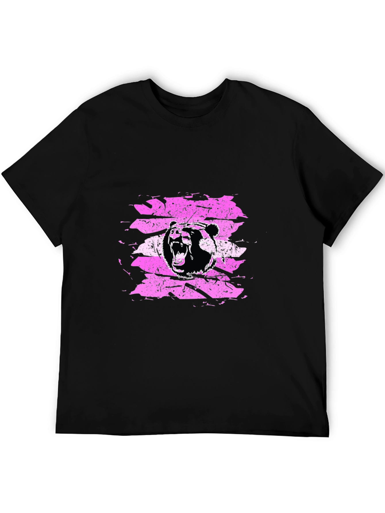 Grizzly Bear Graphic Tee - Black Cotton T-Shirt