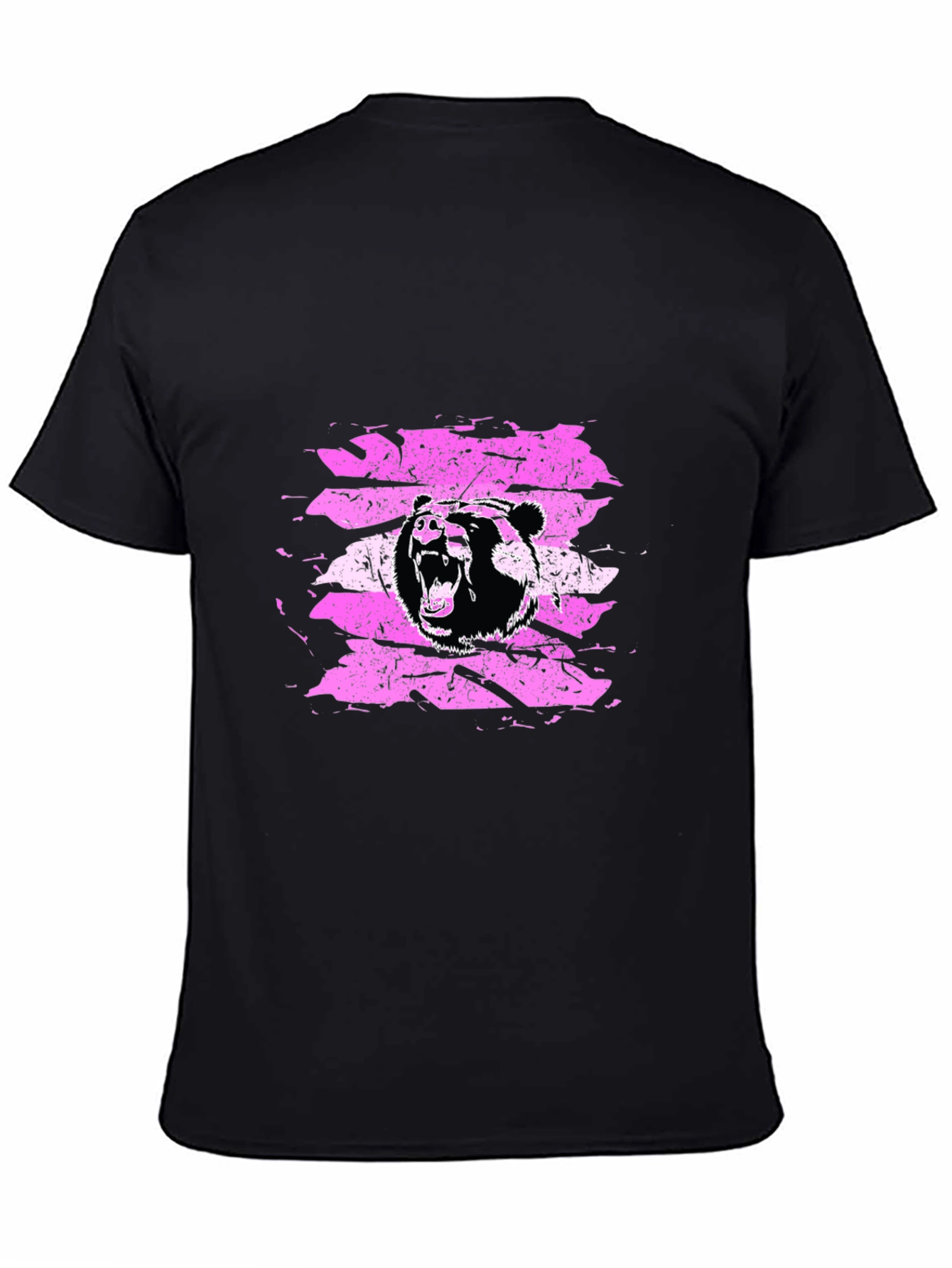Grizzly Bear Graphic Tee - Black Cotton T-Shirt