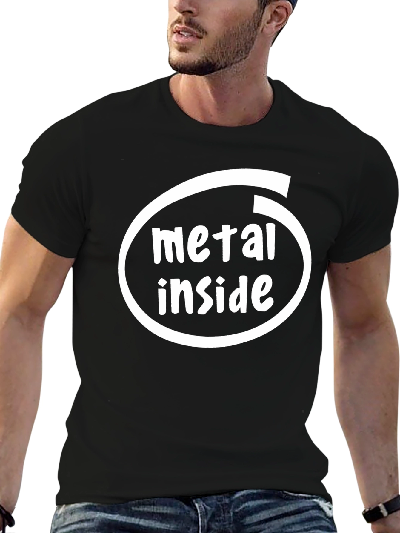 Metal Inside Black T-Shirt - Funny Graphic Tee