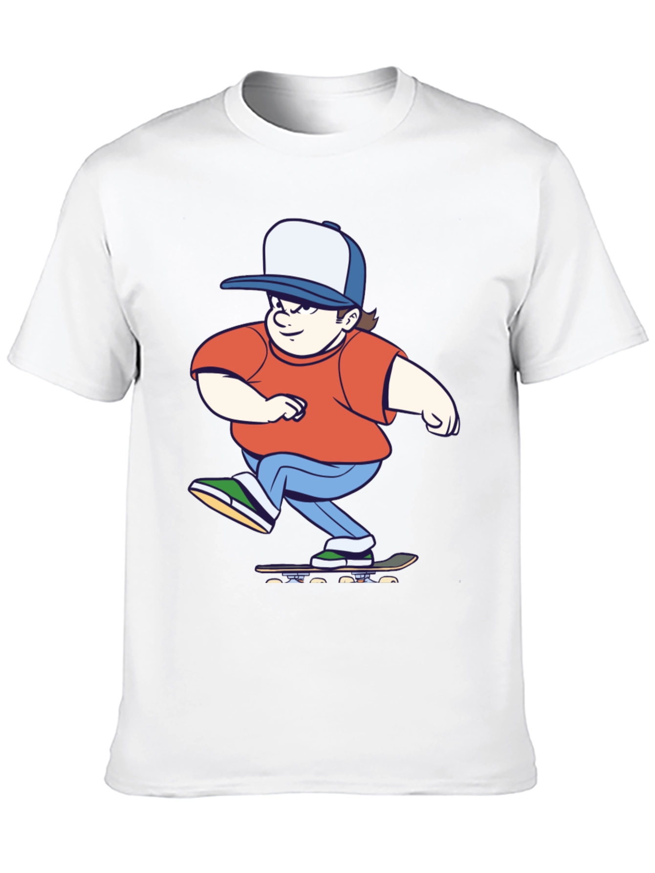 Skater Cartoon Graphic T-Shirt - Black Cotton Tee