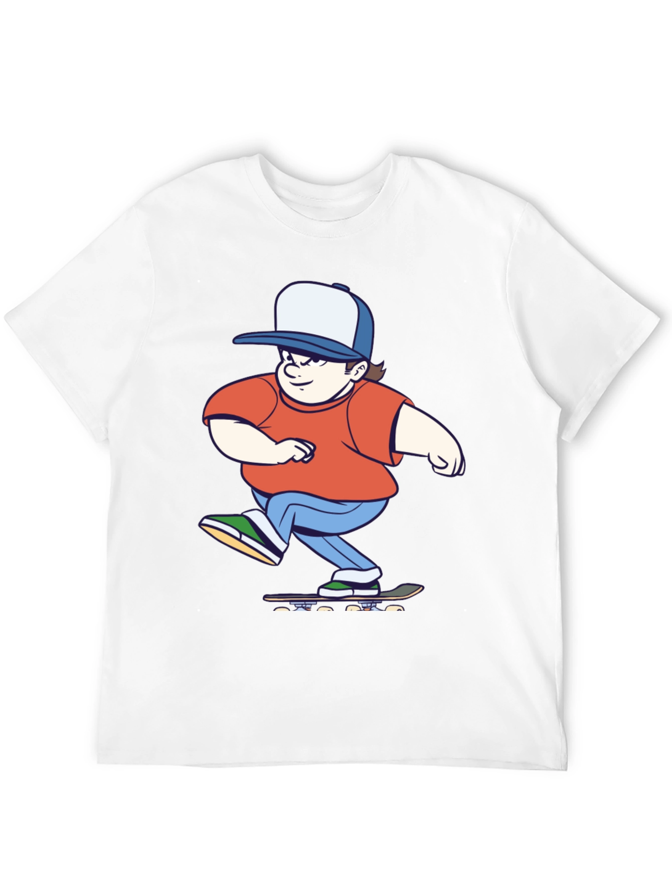 Skater Cartoon Graphic T-Shirt - Black Cotton Tee