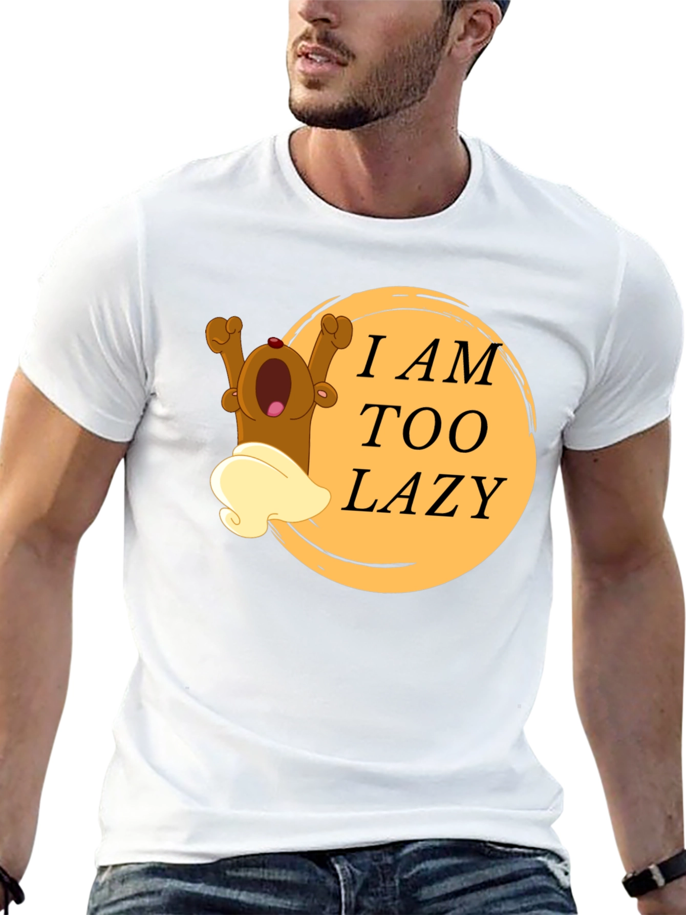 Lazy Bear Cartoon Graphic T-Shirt