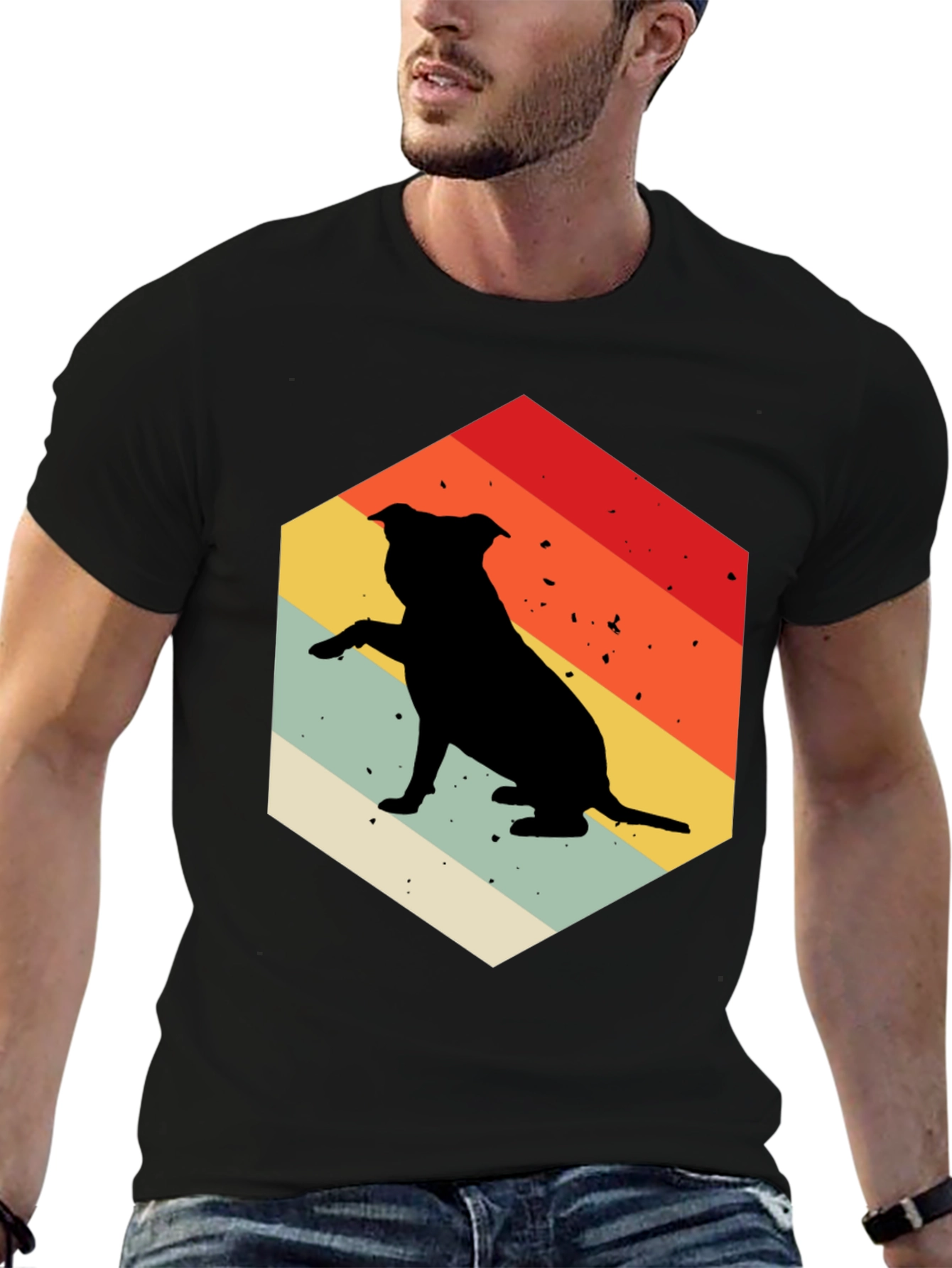Retro Dog T-Shirt Pitbull Silhouette