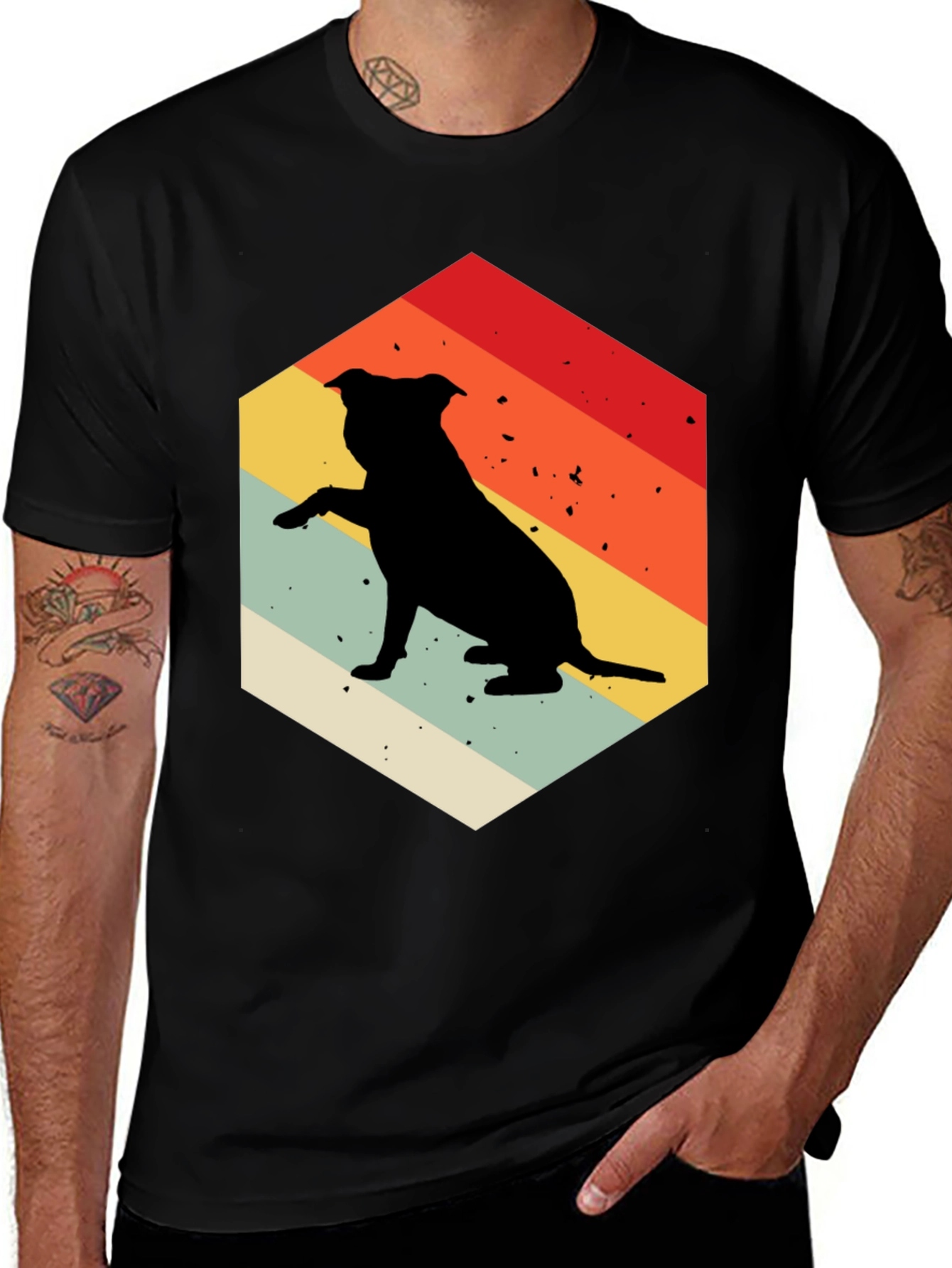 Retro Dog T-Shirt Pitbull Silhouette