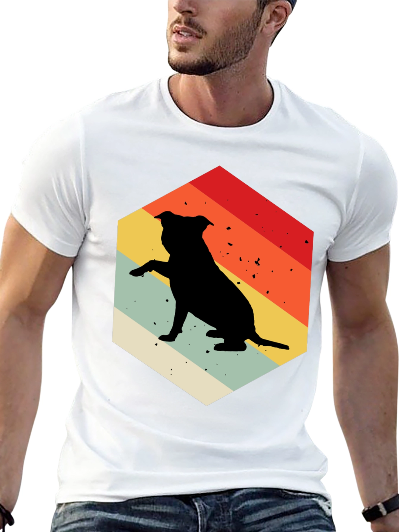 Retro Dog T-Shirt Pitbull Silhouette