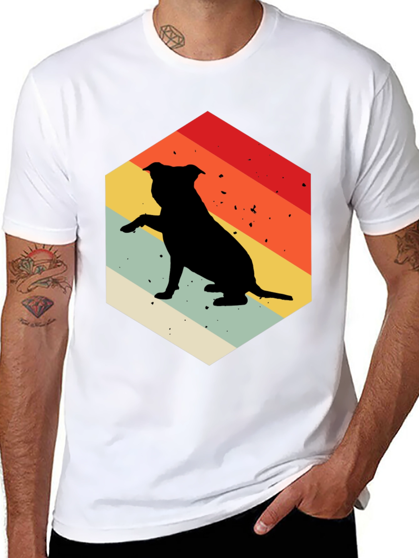 Retro Dog T-Shirt Pitbull Silhouette